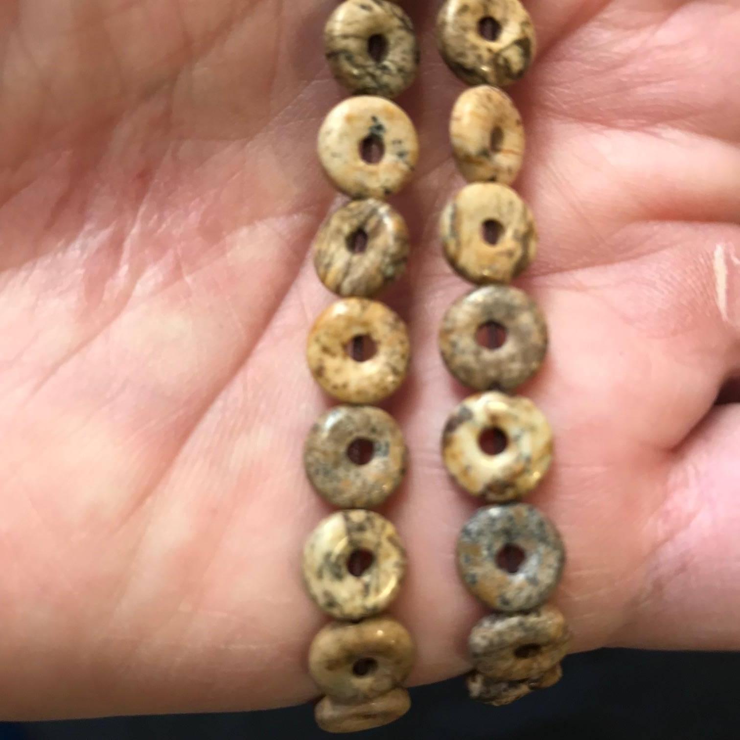 18th Century and Earlier China Ancient Neolithic Jade Bi Necklace 90 Beads & 29