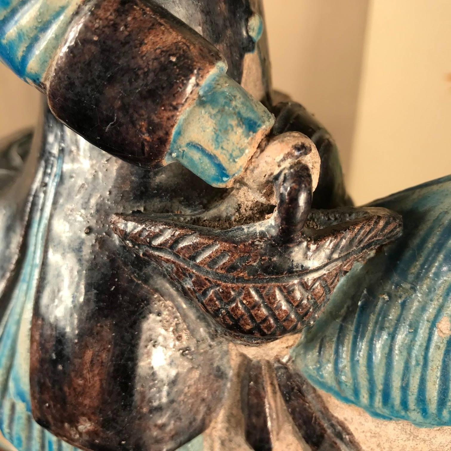 Ancient Imperial China Ming Blue Female Equestrian Horse Rider, 1500 In Good Condition In South Burlington, VT