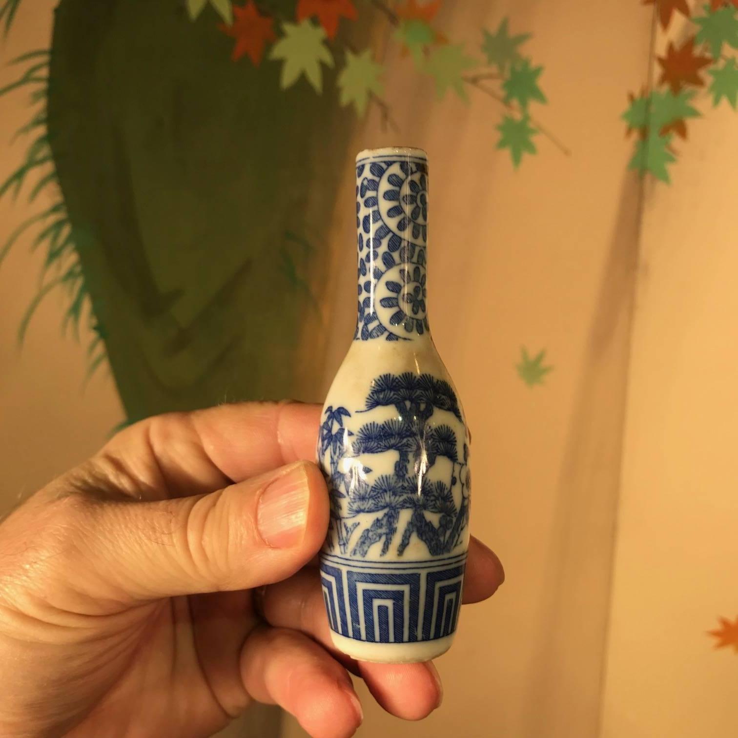 Japanese Antique Hand-Painted Ceramic Sake Bottles Collection, 19th Century 3