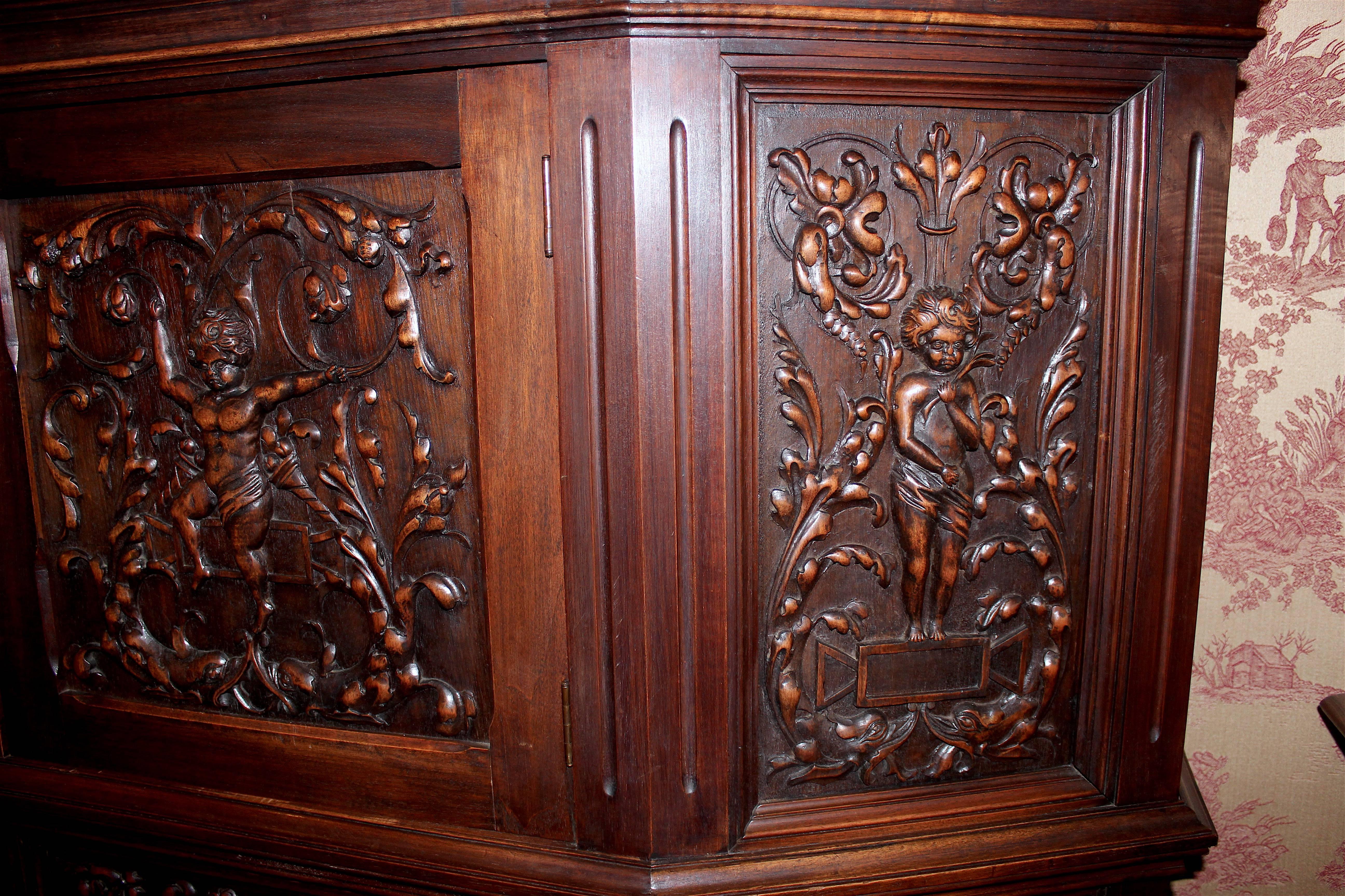 Ornately Carved Renaissance Cabinet In Good Condition For Sale In Santa Ana, CA