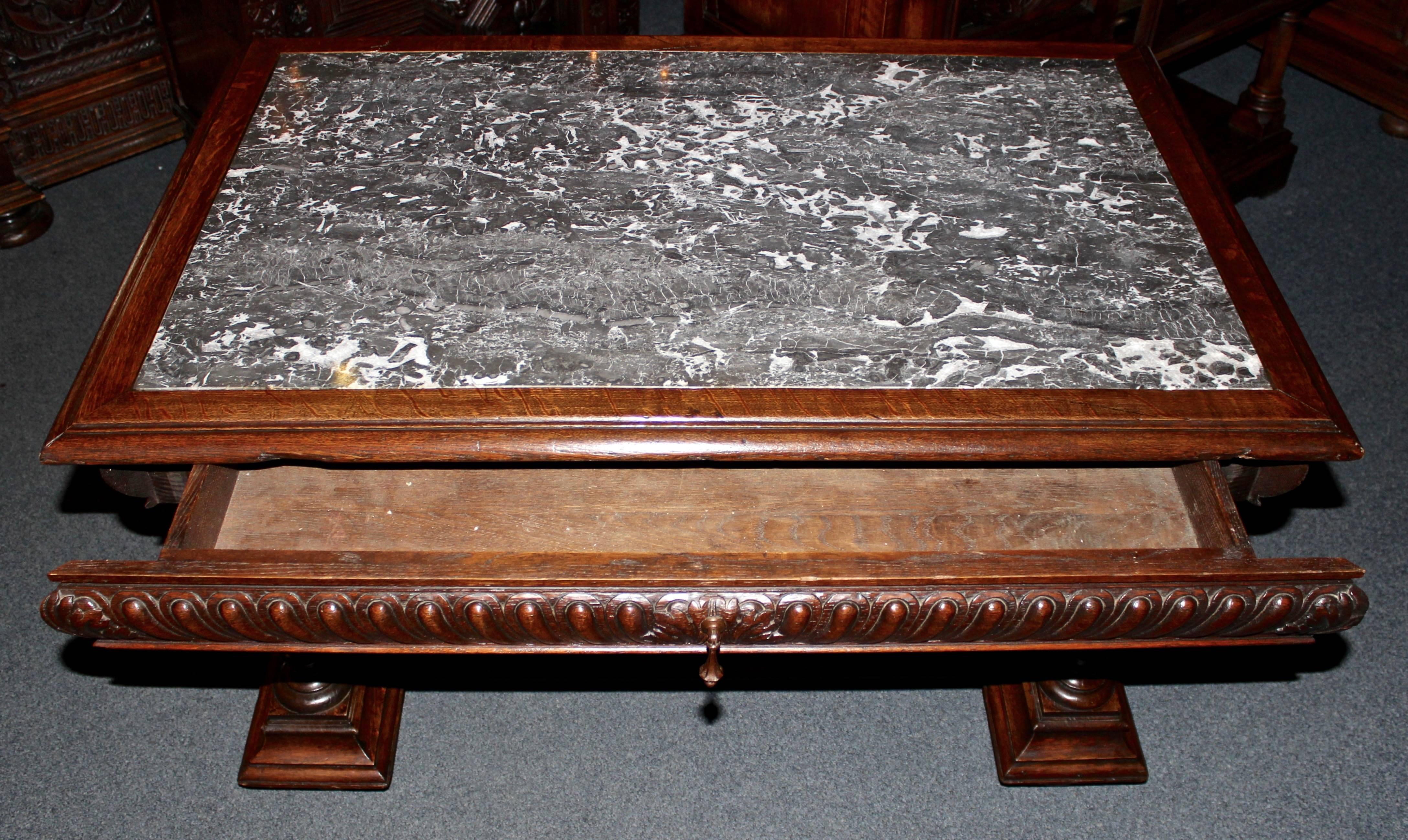 Early 20th Century French Walnut Marble-Top Table 3