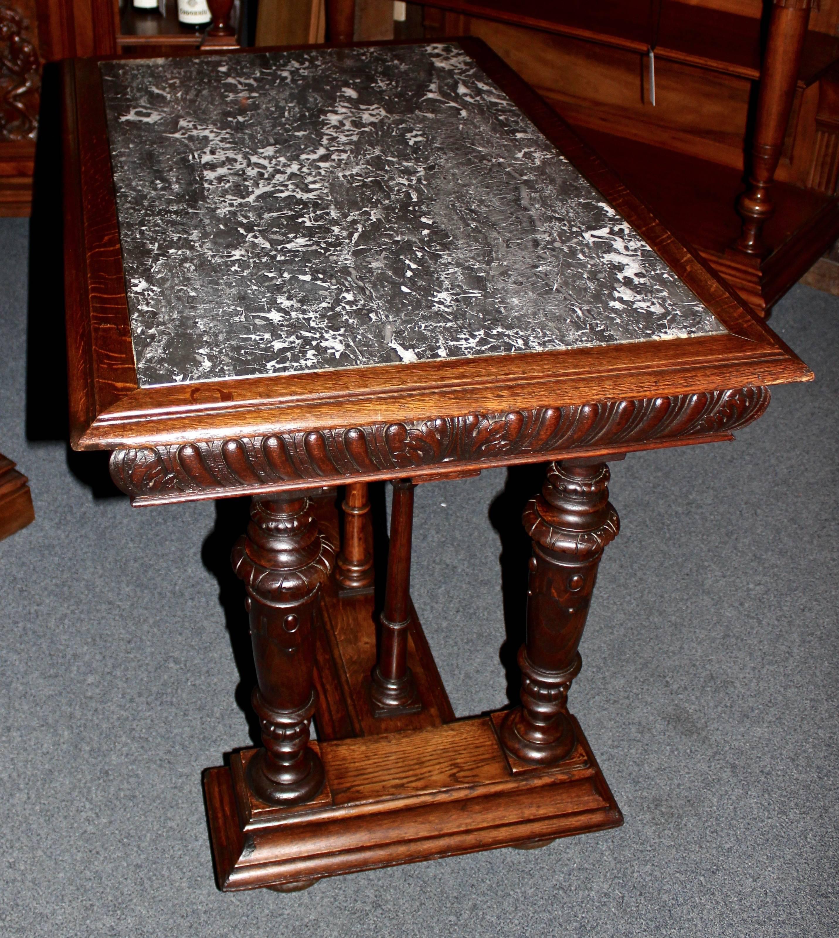 Other Early 20th Century French Walnut Marble-Top Table
