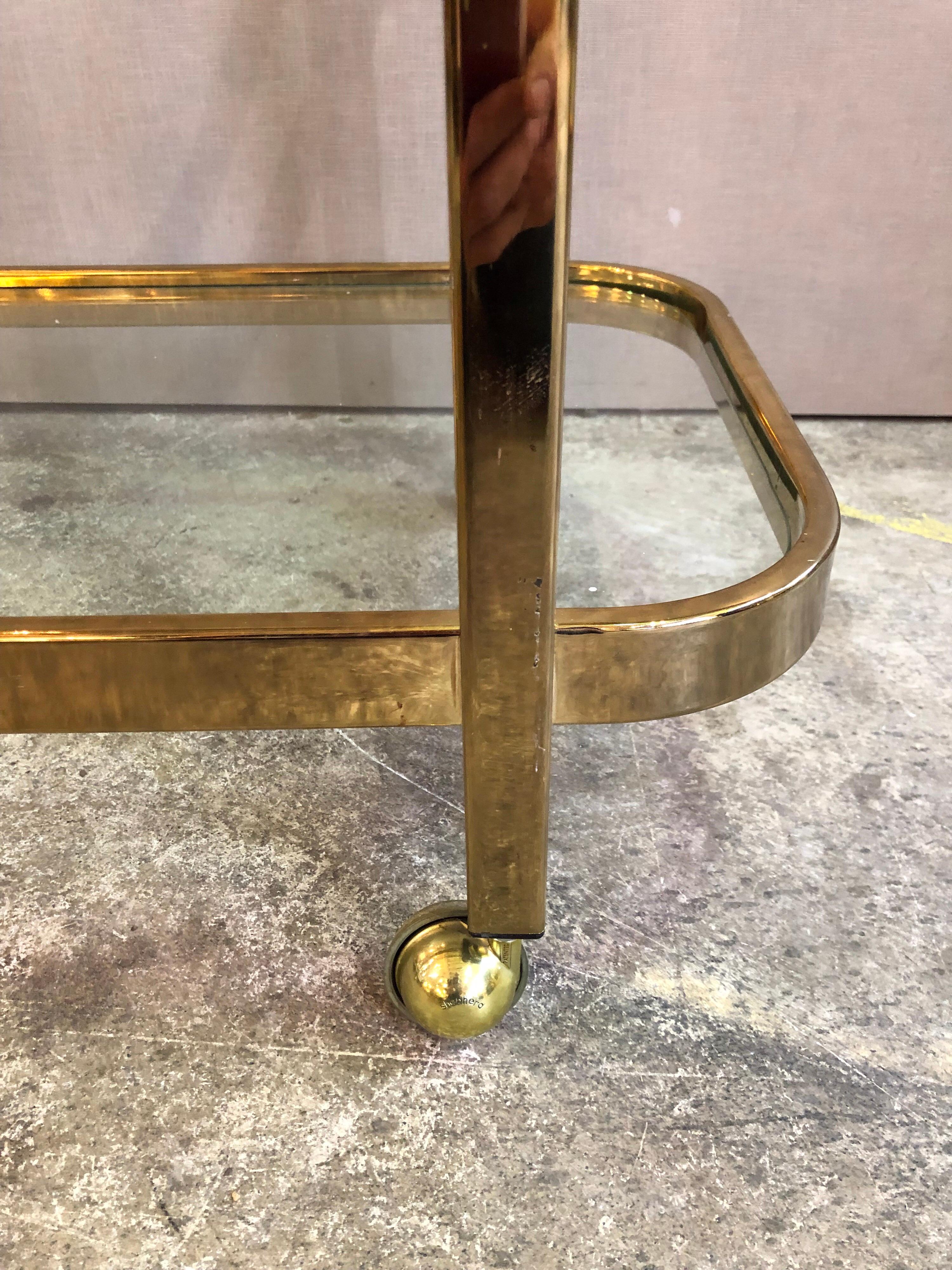 Late 20th Century Milo Baughman Brass Bar Cart
