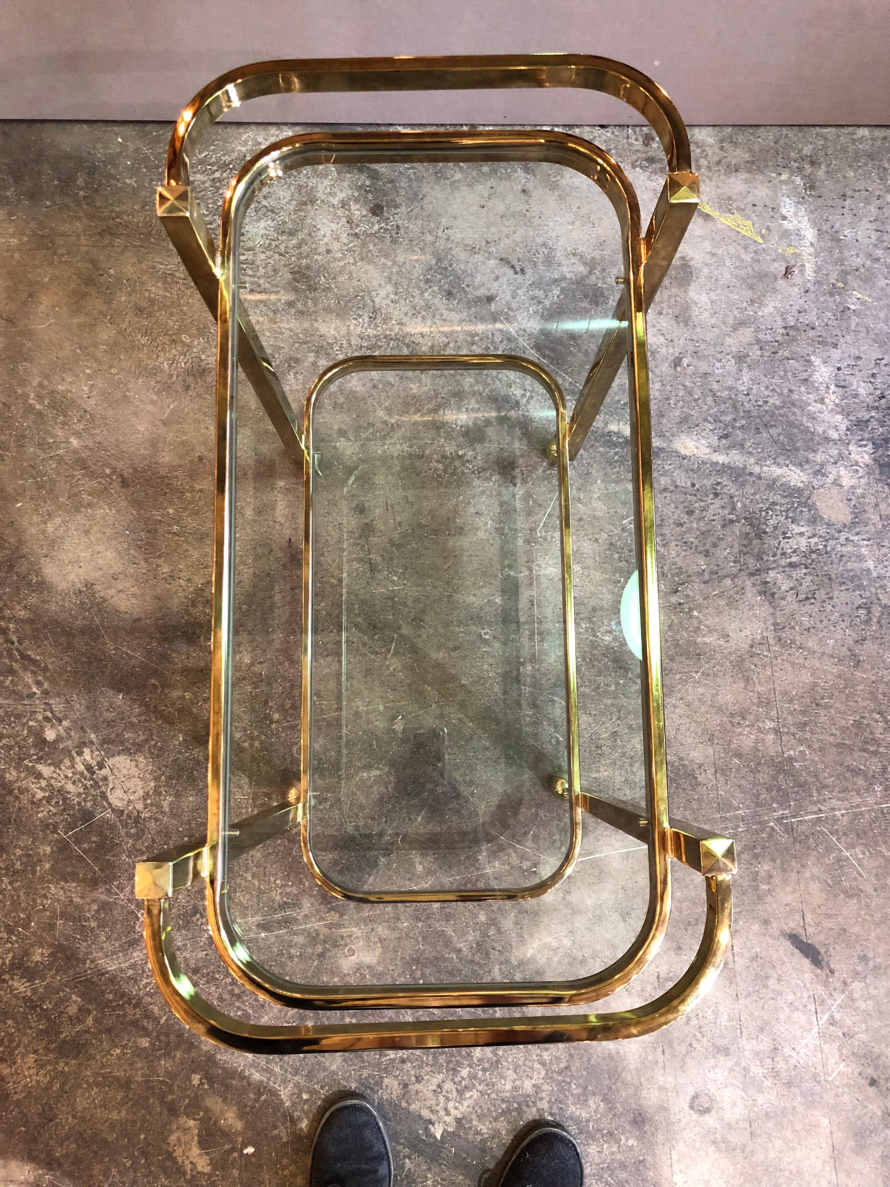 Milo Baughman Brass Bar Cart In Good Condition In Winnetka, IL