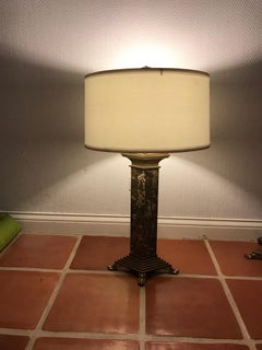 Chapman Brown Marble and Brass Lamps