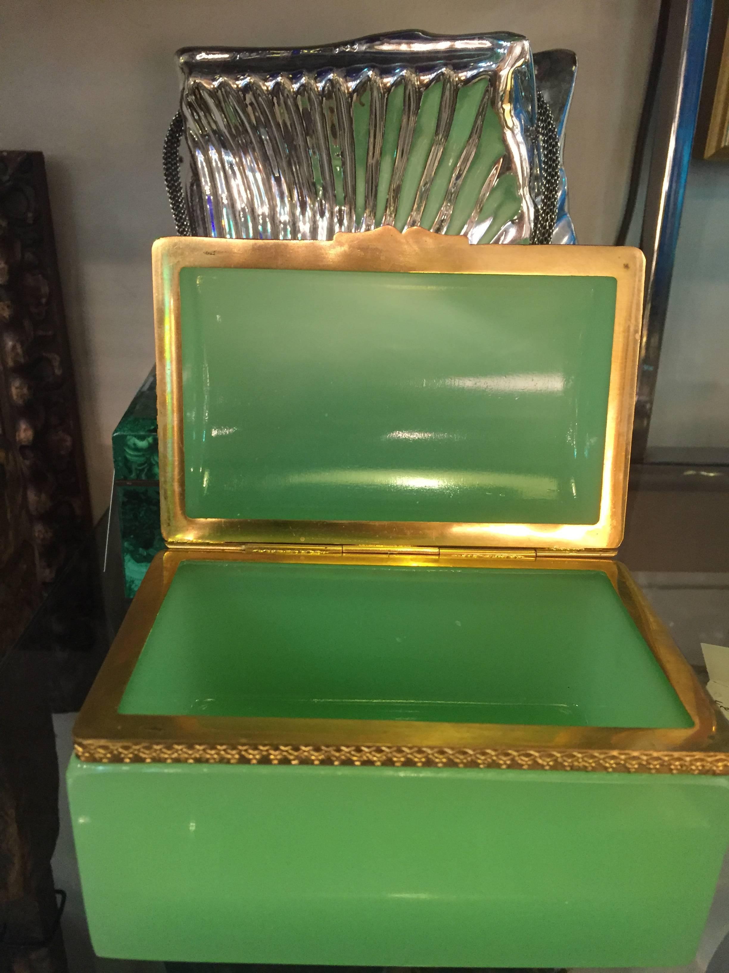 Late 19th Century French 19th Century Green Opaline Box