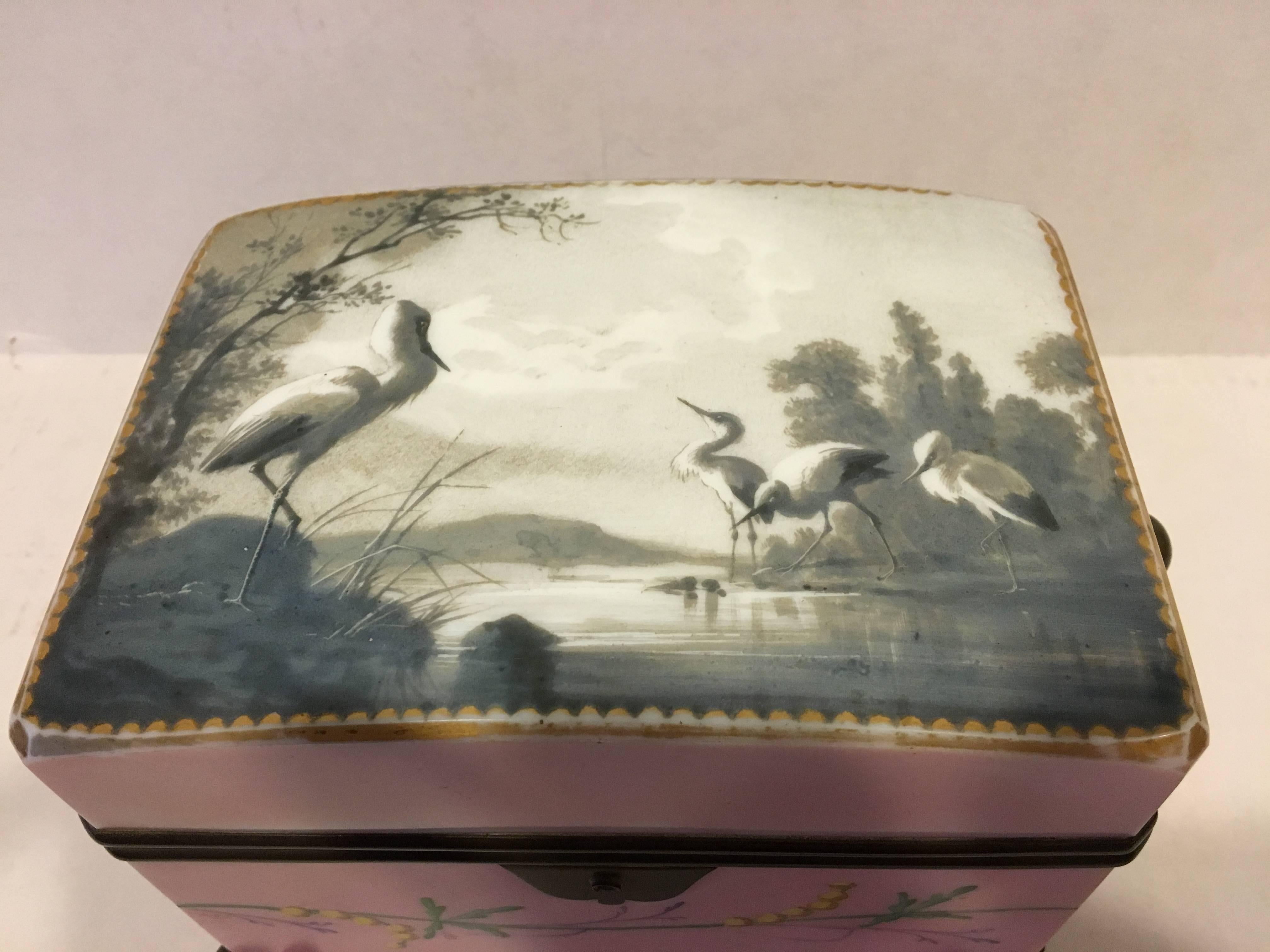 19th Century Hand-Painted Porcelain Casket Box