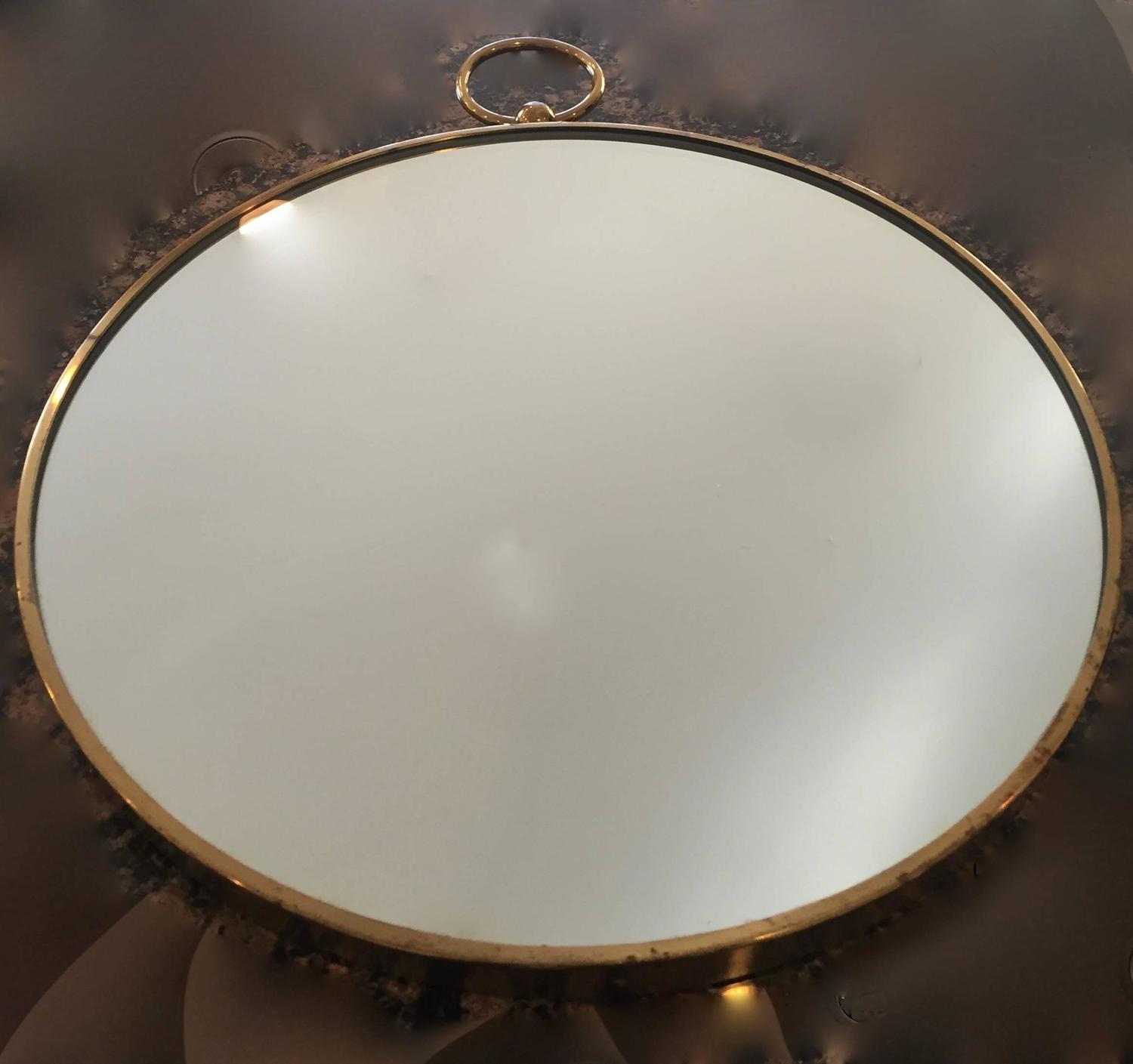 Italian MidTwentieth Century Round Brass Mirror For Sale at 1stdibs