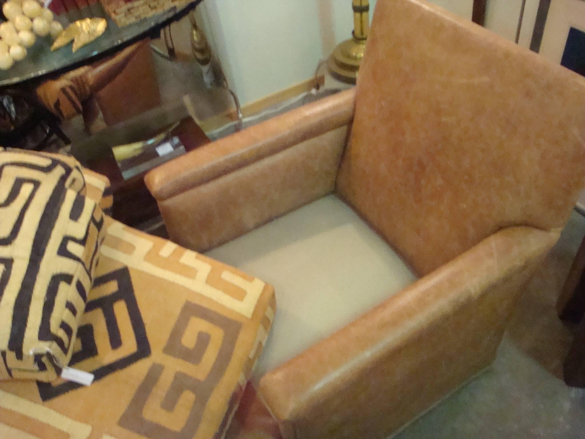 Congolese Kuba Cloth and Leather Chair