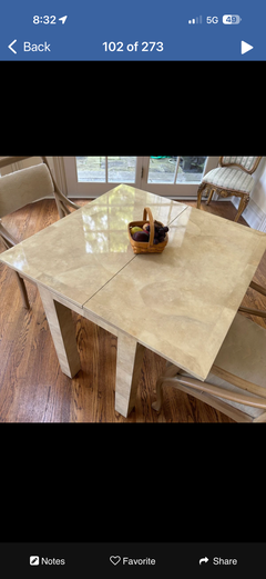 A custom vintage lacquered goatskin combination Dining and Console Table