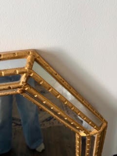 1970's Gilt Wood Octagonal Mirror in the Style of La Barge