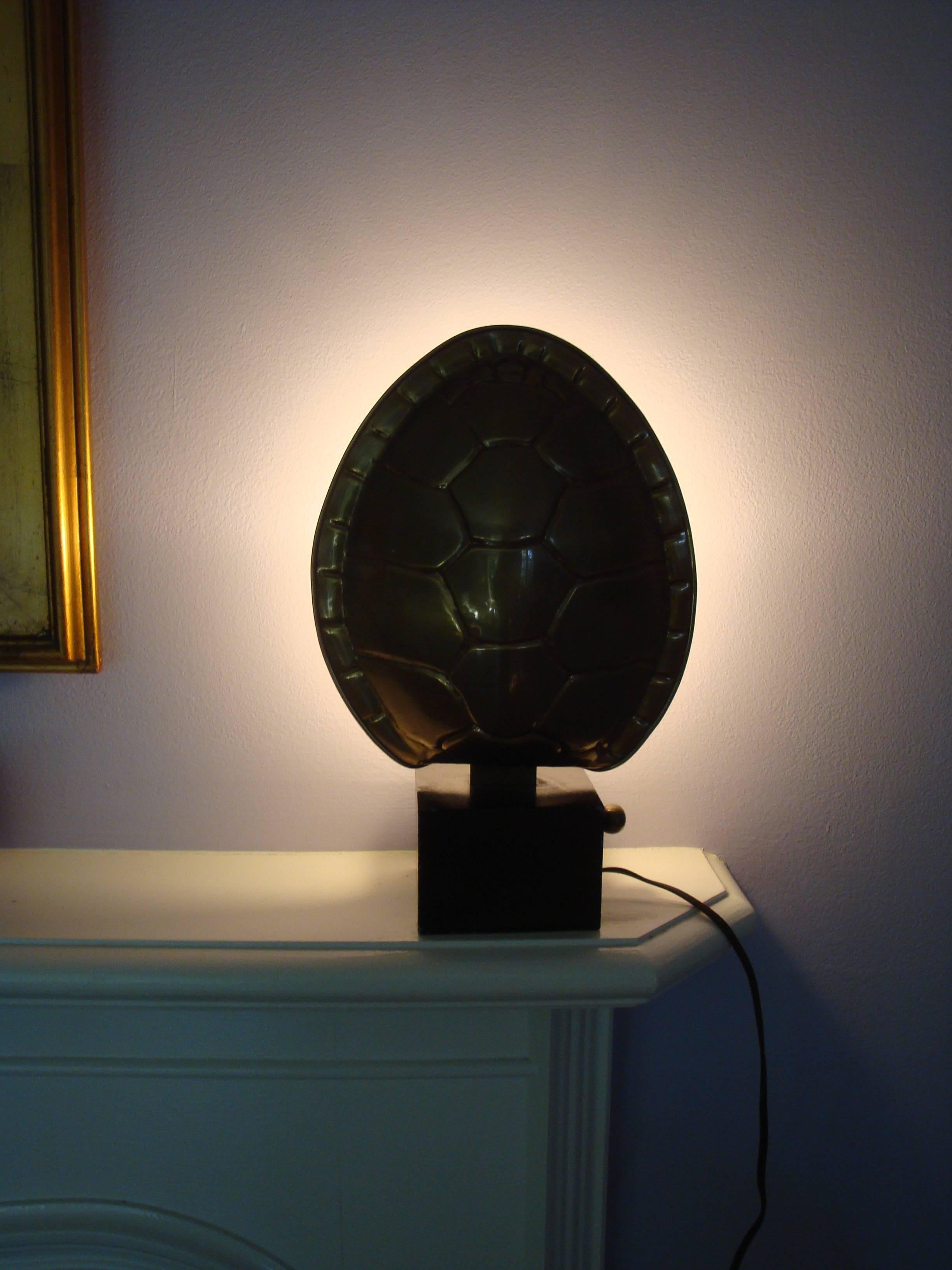 This is a vintage brass turtle lamp by Chapman from 1978.