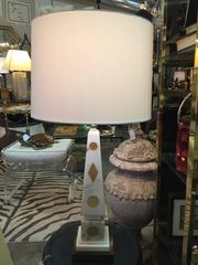 Pair of Italian Marble Obelisk Table Lamps