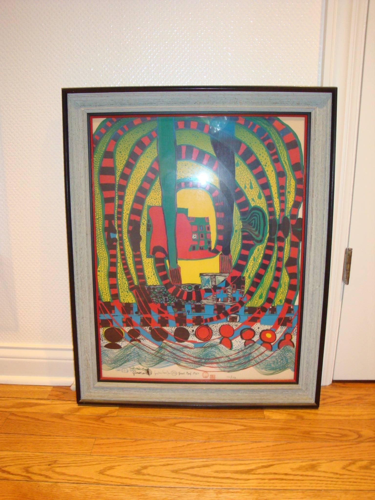 This is a 1967 Transautomatism abstract seriograph 120/267 called Journey two and travel by Rail signed and stamped. In original frame.