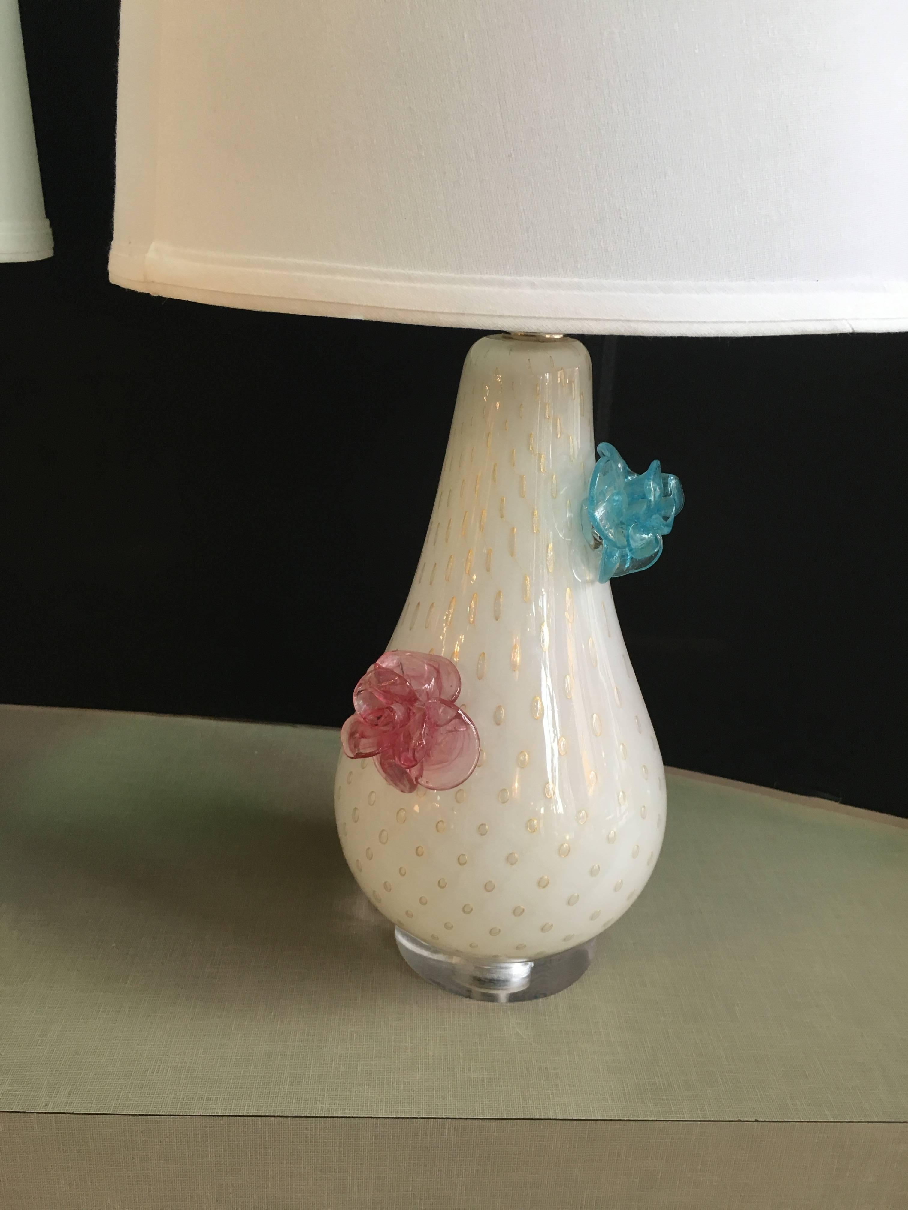Pair of Murano Glass Lamps In Good Condition In Chicago, IL
