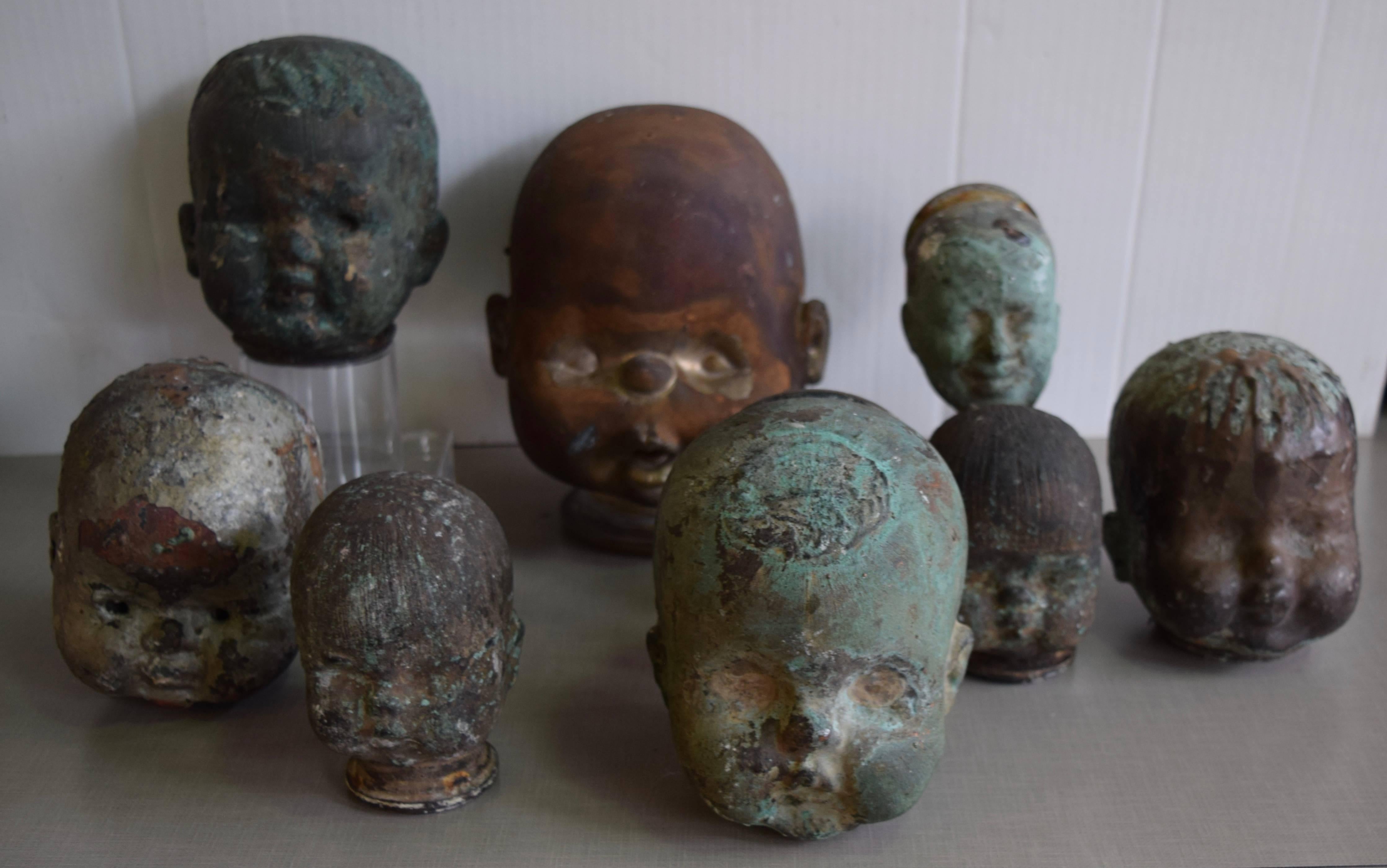 Iron Set of Mid-Century Doll Head Molds