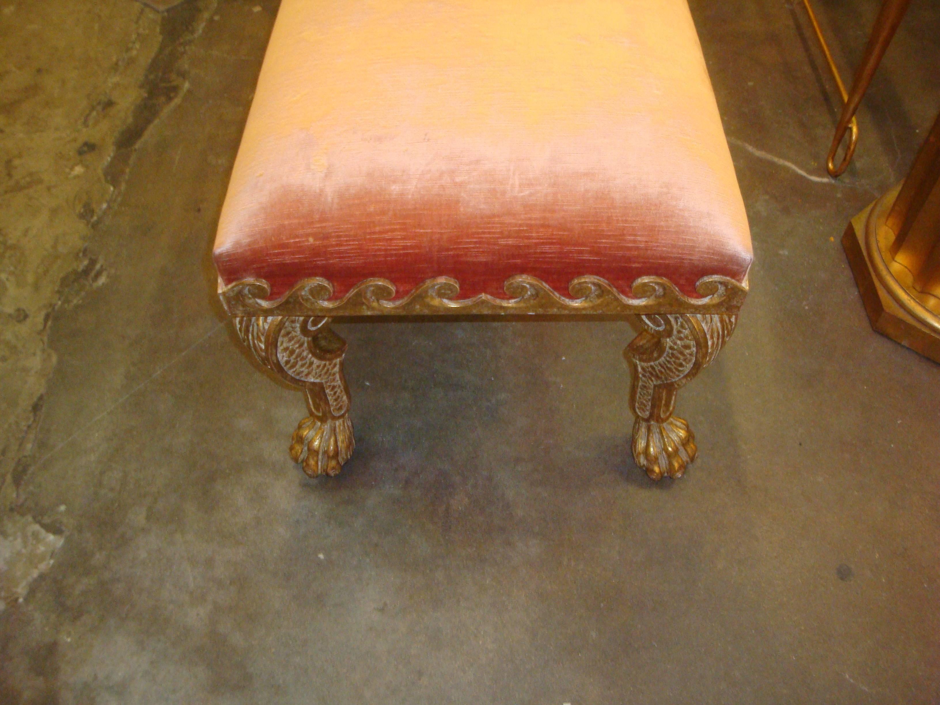 American Gregorious or Pineo Giltwood Bench