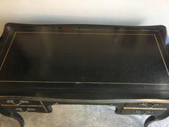 Jacques Bodart Black Lacquered Desk with Leather Top