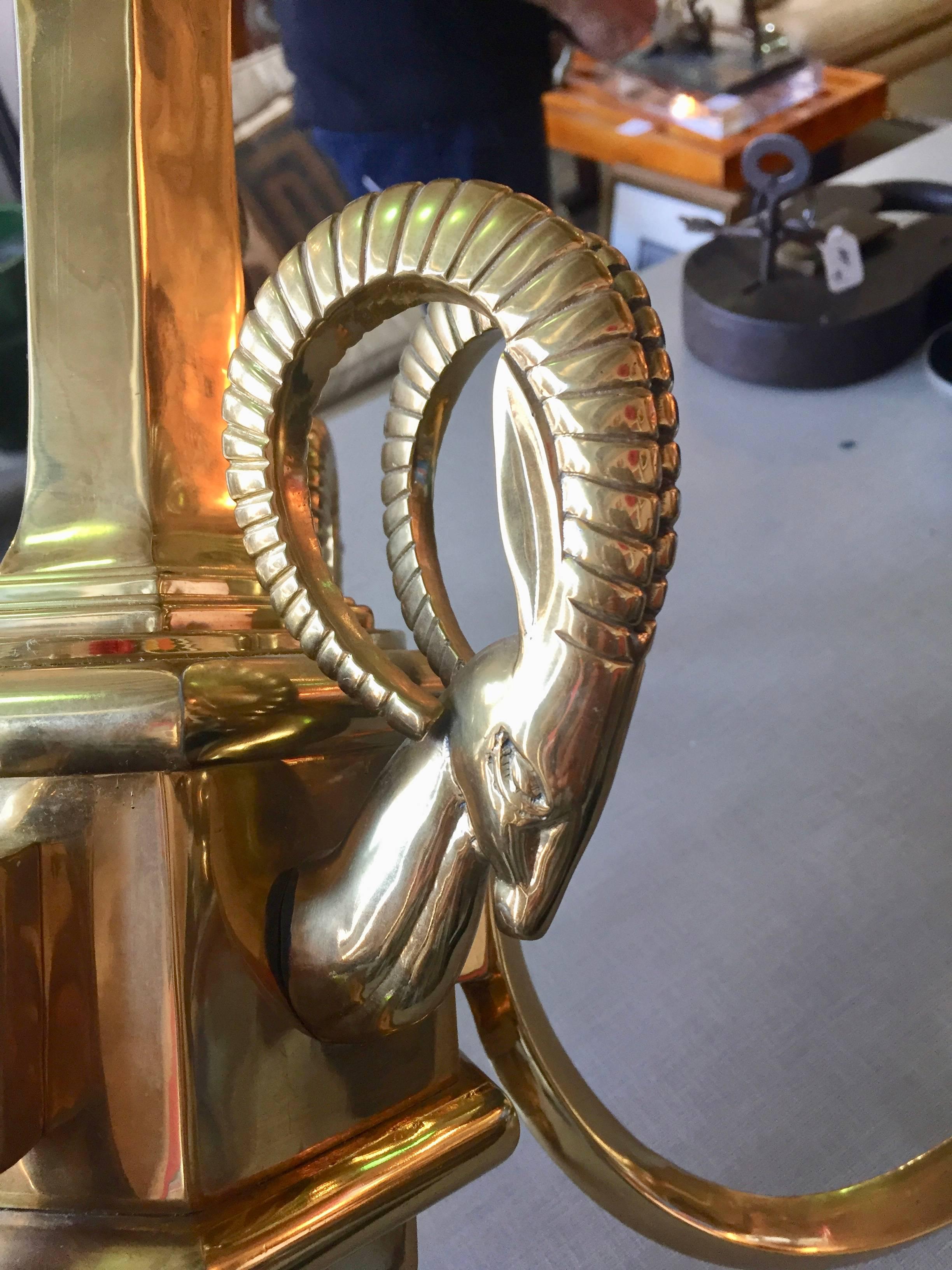 Mid-Century Modern Brass Gazelle Chandelier by Chapman