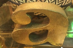 Pair of C. Jere Gilt A-Z Bookends 1971