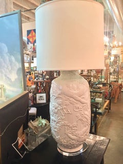 Pair of Asian White Ceramic Lamps