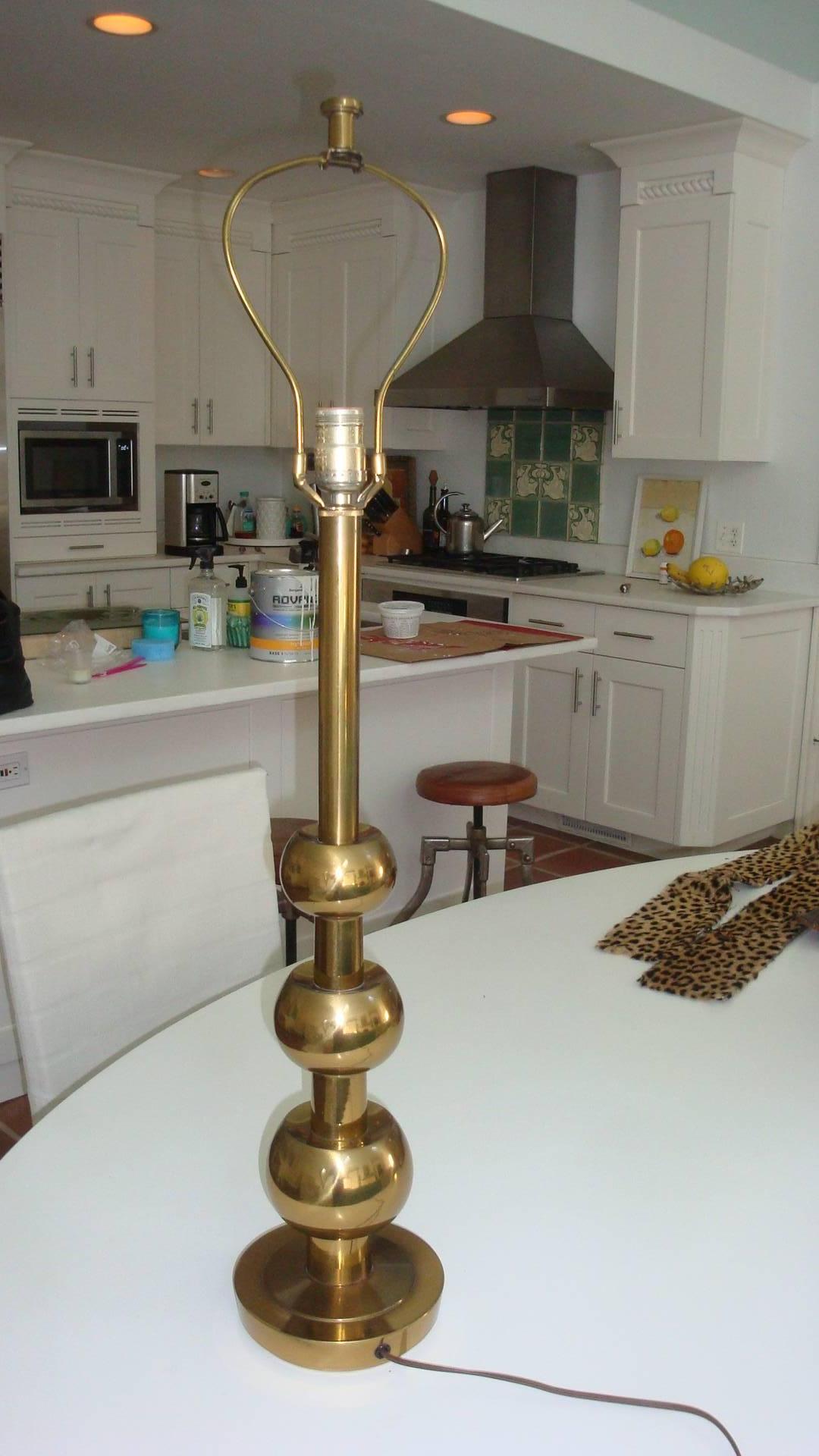 American Stiffel Brass Three Ball Lamp