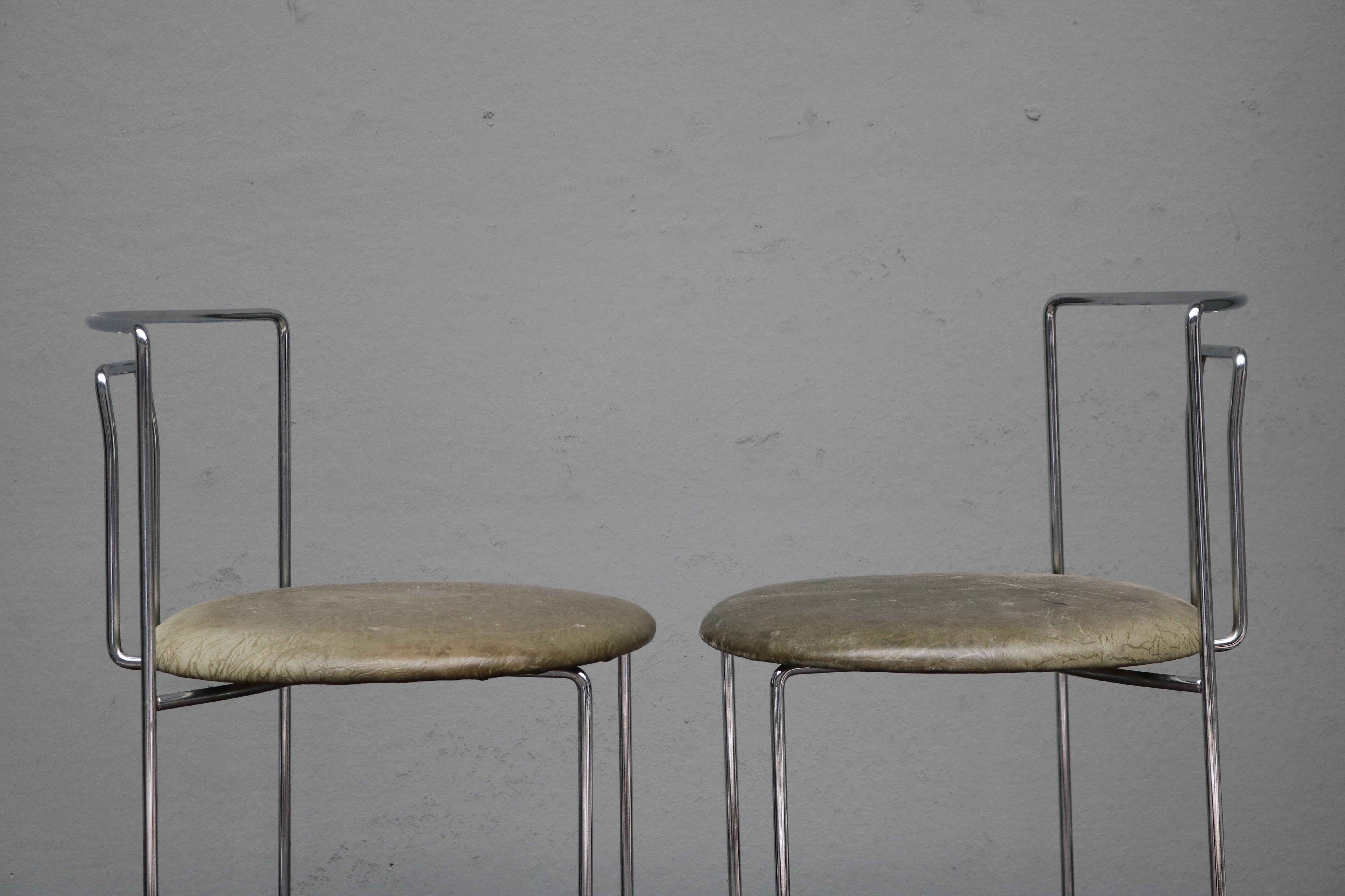 Mid-20th Century Four Kazuhide Takahama Chairs in Leather and Chrome-Plated Steel from 1960s