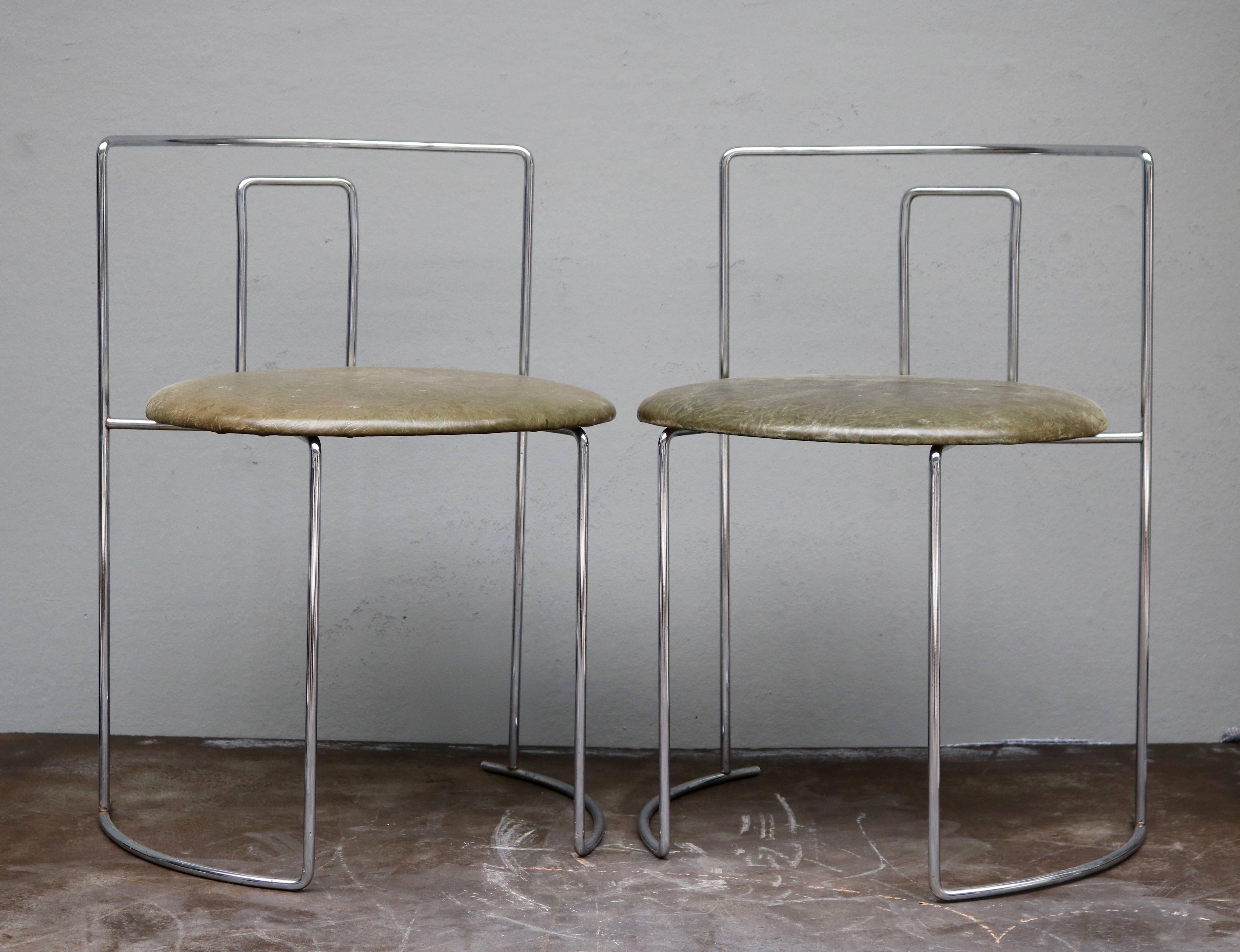 Japanese Four Kazuhide Takahama Chairs in Leather and Chrome-Plated Steel from 1960s