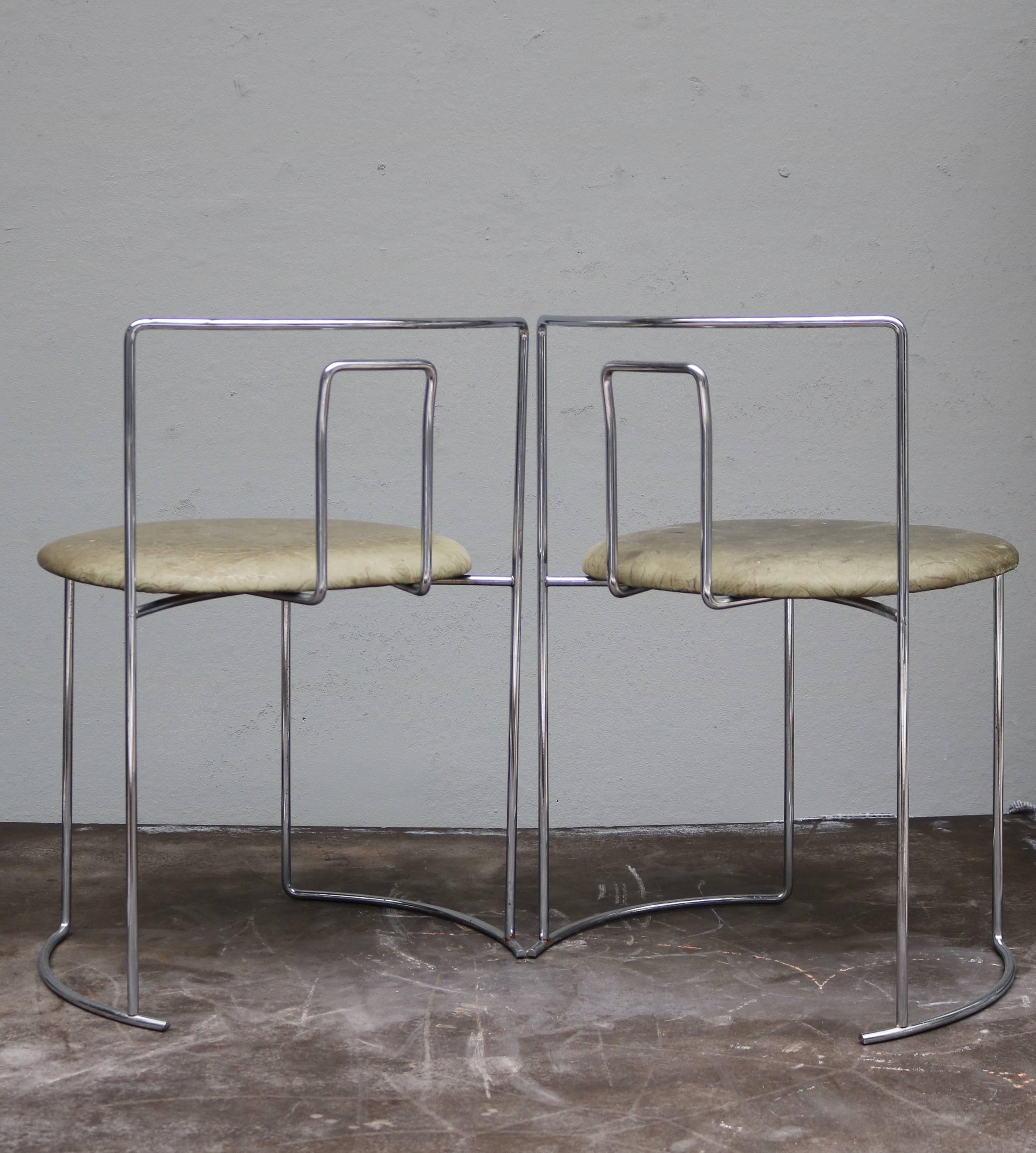 Four Kazuhide Takahama Chairs in Leather and Chrome-Plated Steel from 1960s In Good Condition In Copenhagen, DK