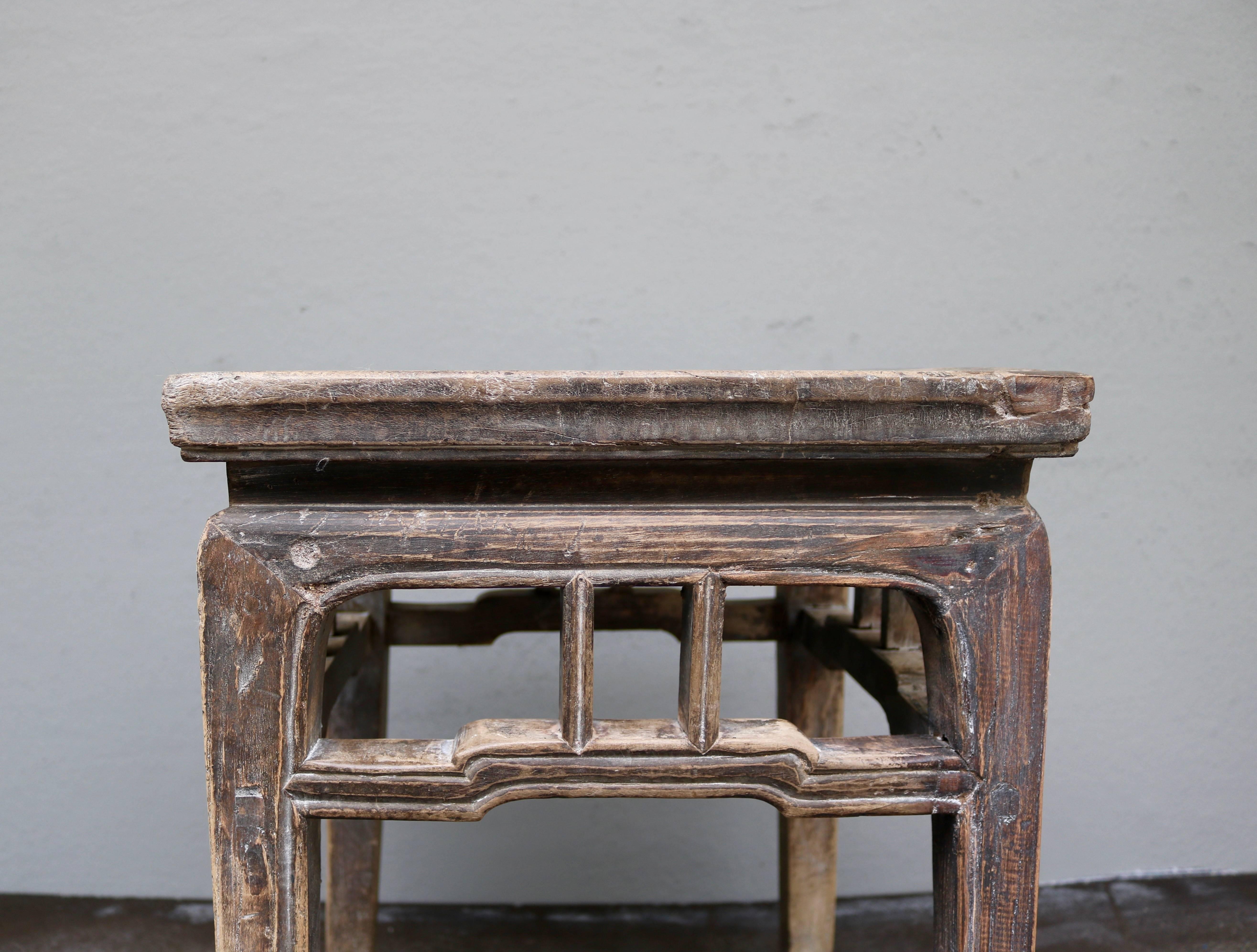 19th Century Ancient Chinese Wooden Stool from the Shanxi Province For Sale