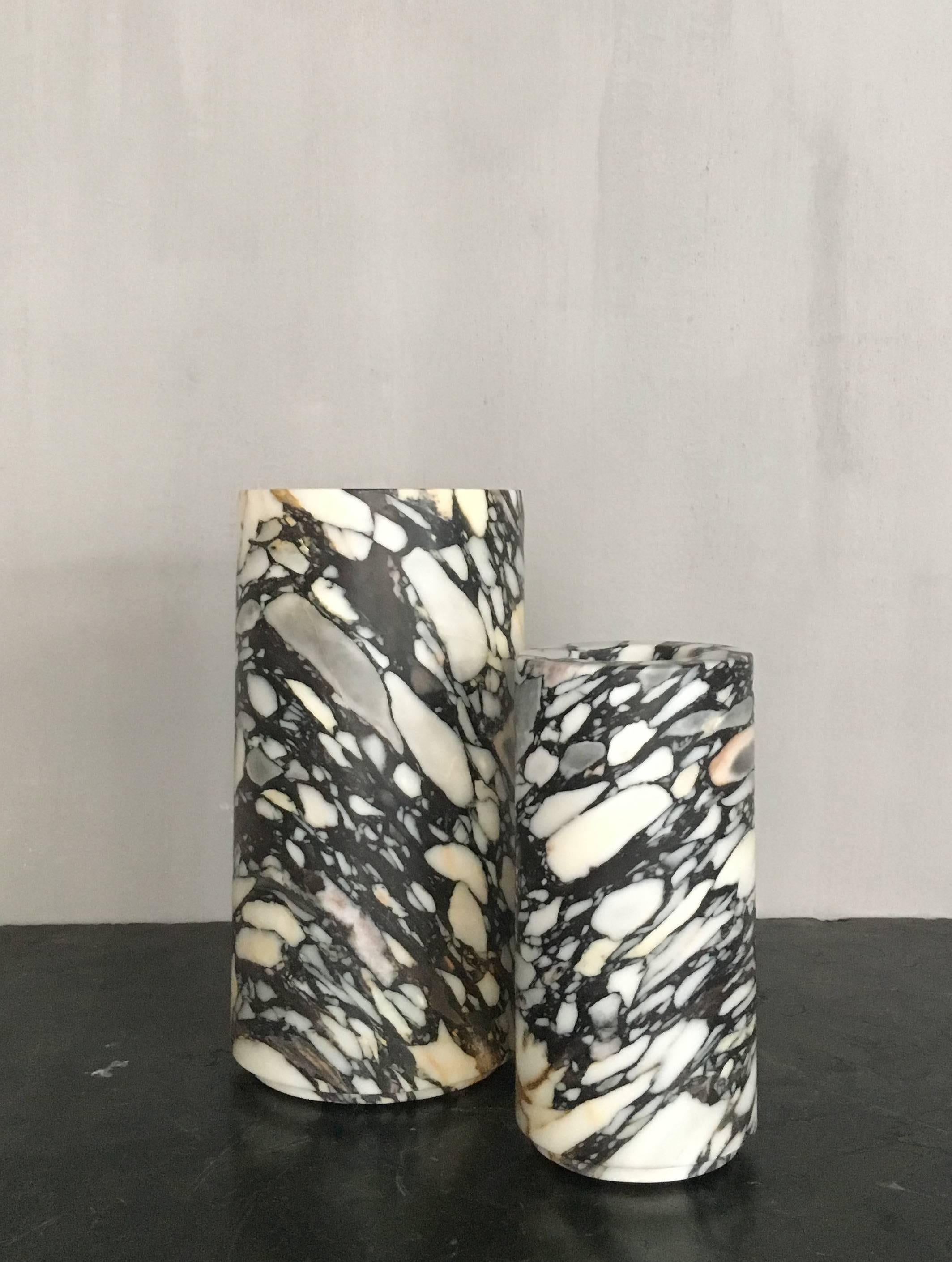 Modern Large Cylindrical Unique Marble Vase from Michaël Verheyden