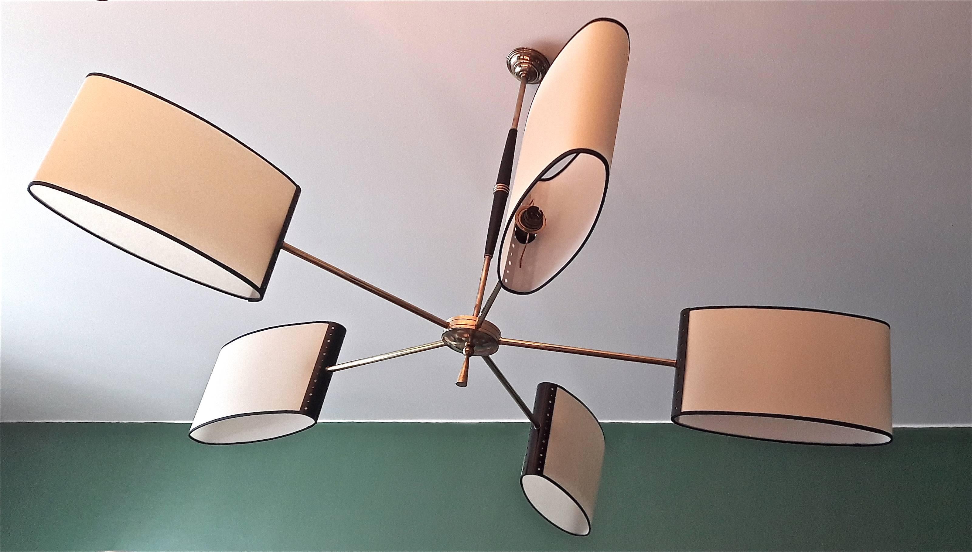 Mid-20th Century 1950s Circular Chandelier by Maison Lunel
