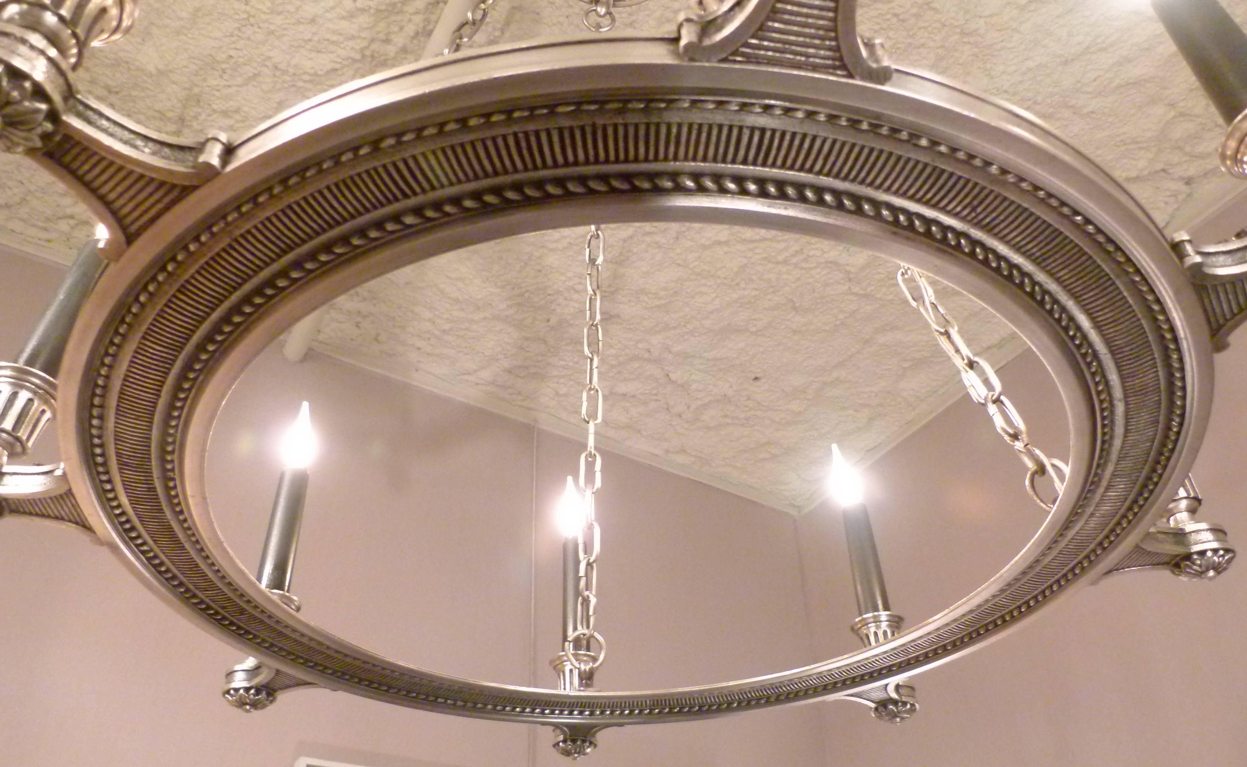 Neoclassical Eight-Light Chandelier in Silvered Bronze 2