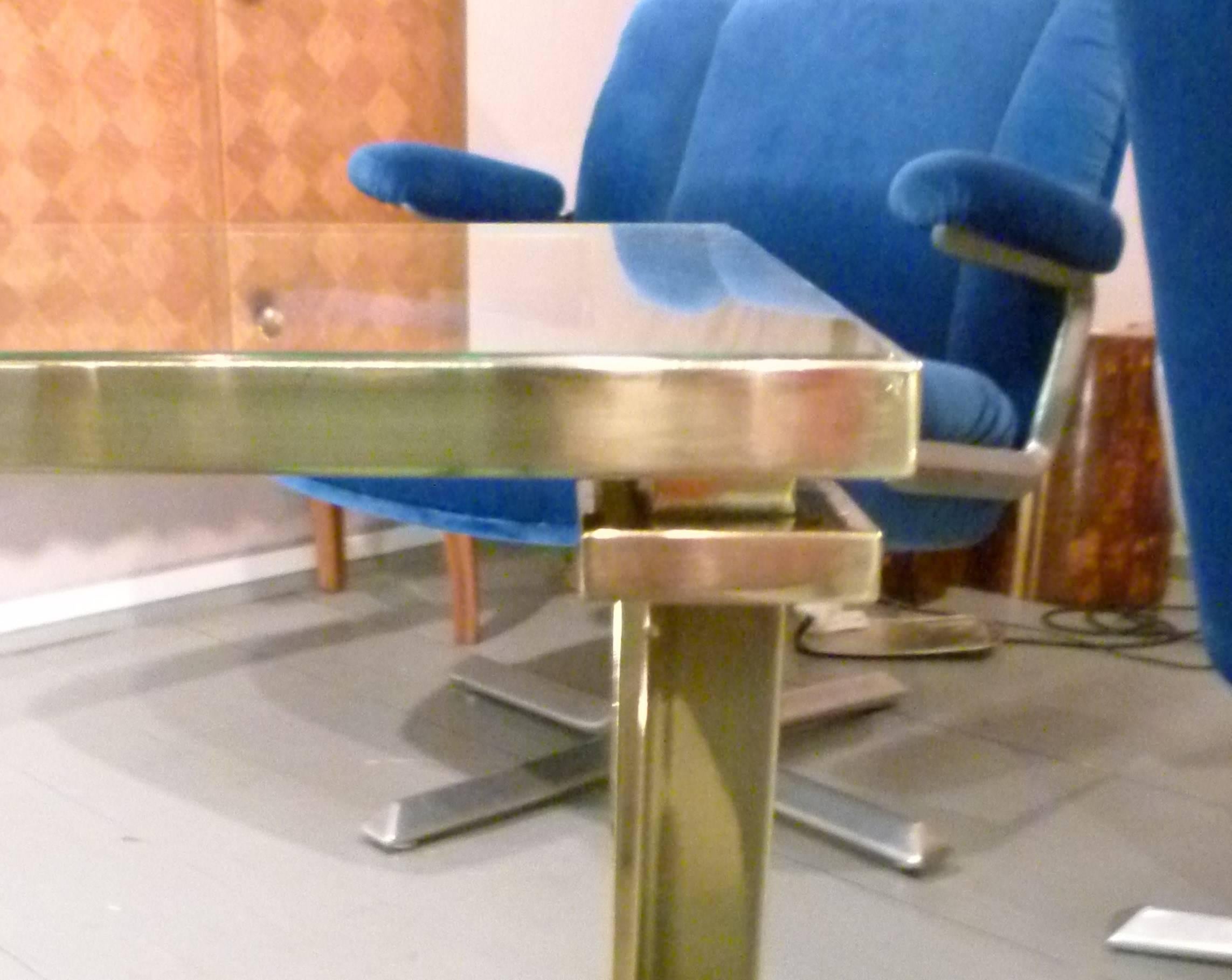 Mid-20th Century Pair of 1960s End Sofa Tables in Gilt Brass