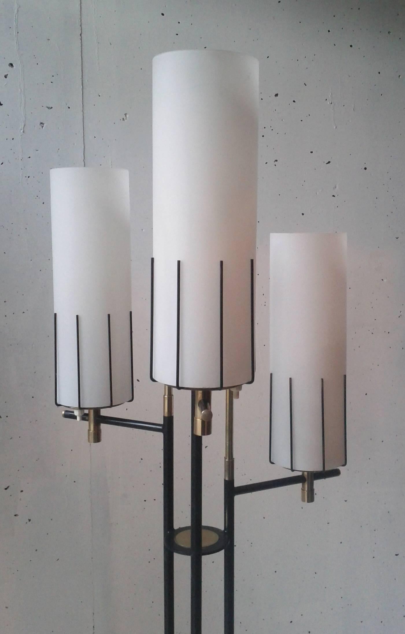 Mid-20th Century 1950s Triple Light Floor Lamp by Maison Arlus