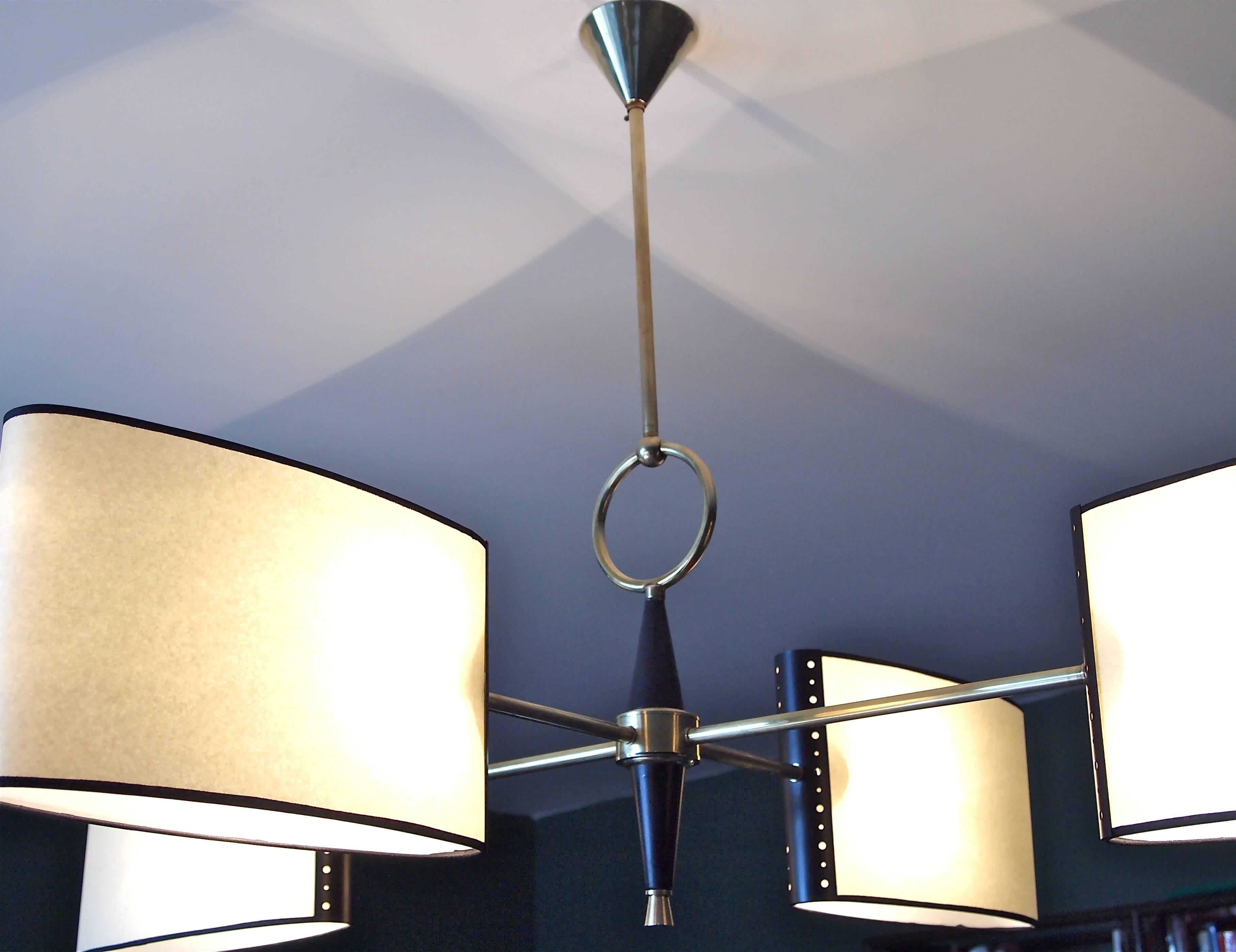 1950s Chandelier with Shifted Lighted Arms by Maison Lunel 1
