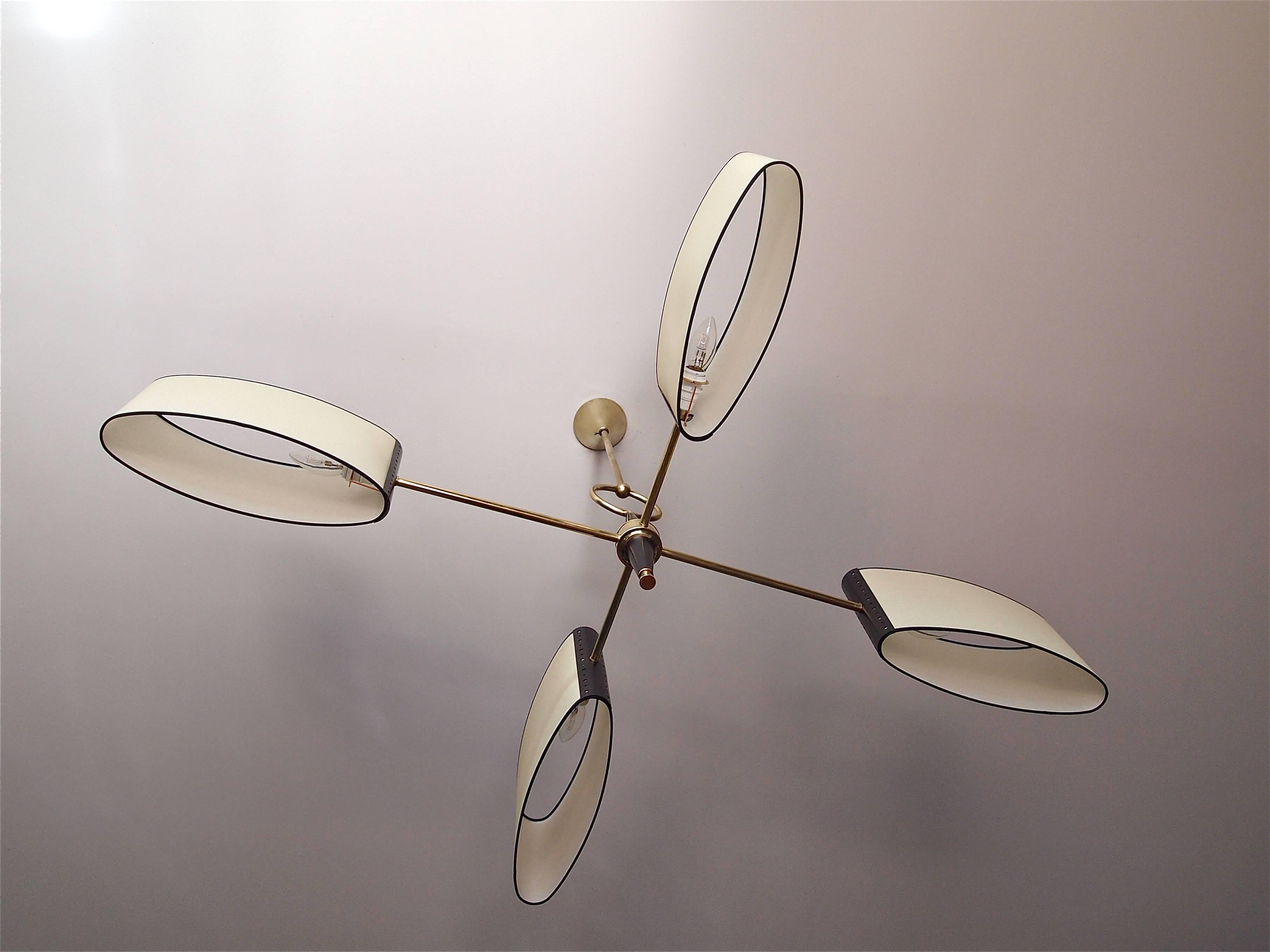 1950s Chandelier with Shifted Lighted Arms by Maison Lunel 3