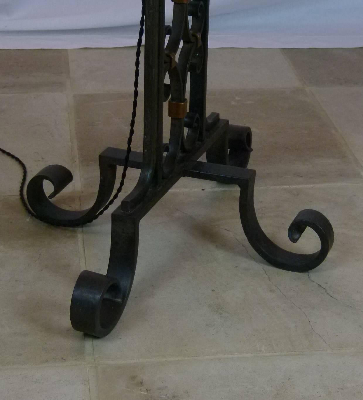 1940s Three Lights Wrought Iron Floor Lamp 2