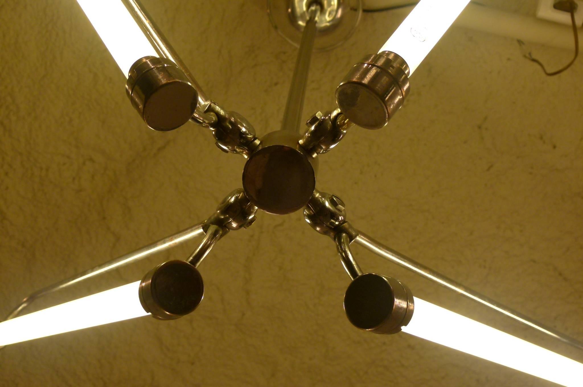 Mid-Century Modern 1950s Modernist Chandelier with Four Articulated Arms