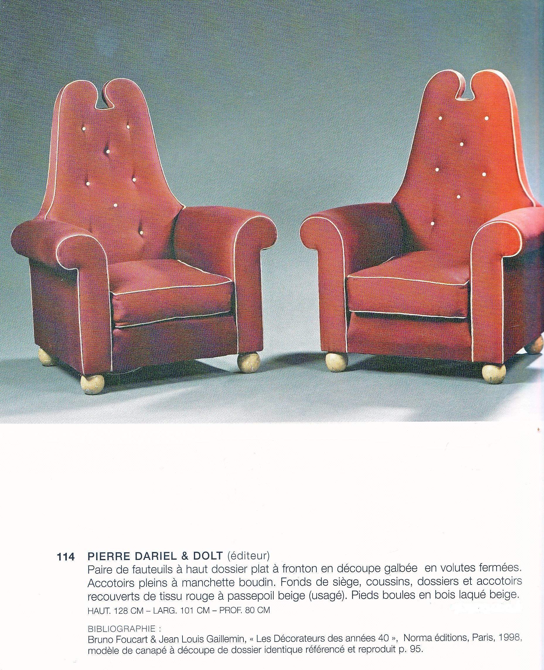 Pair of Leather and Lacquer Armchairs by Dolt, 1935-1940 3