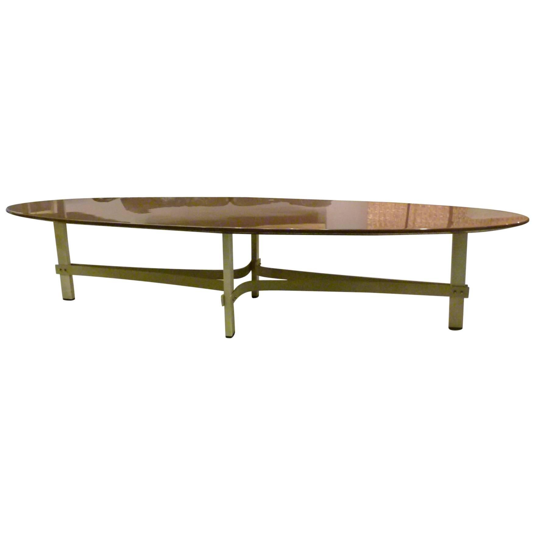 Metal and Lacquer Oval Coffee Table, 1960-1970