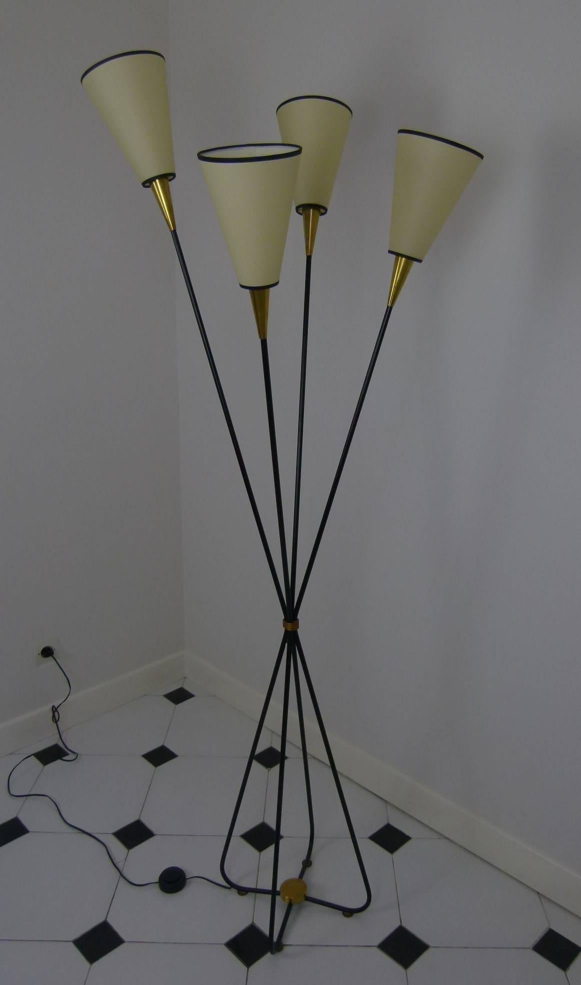 Mid-Century Modern Pair of 1950s Free Shape Floor Lamp with Four Lighted Arms