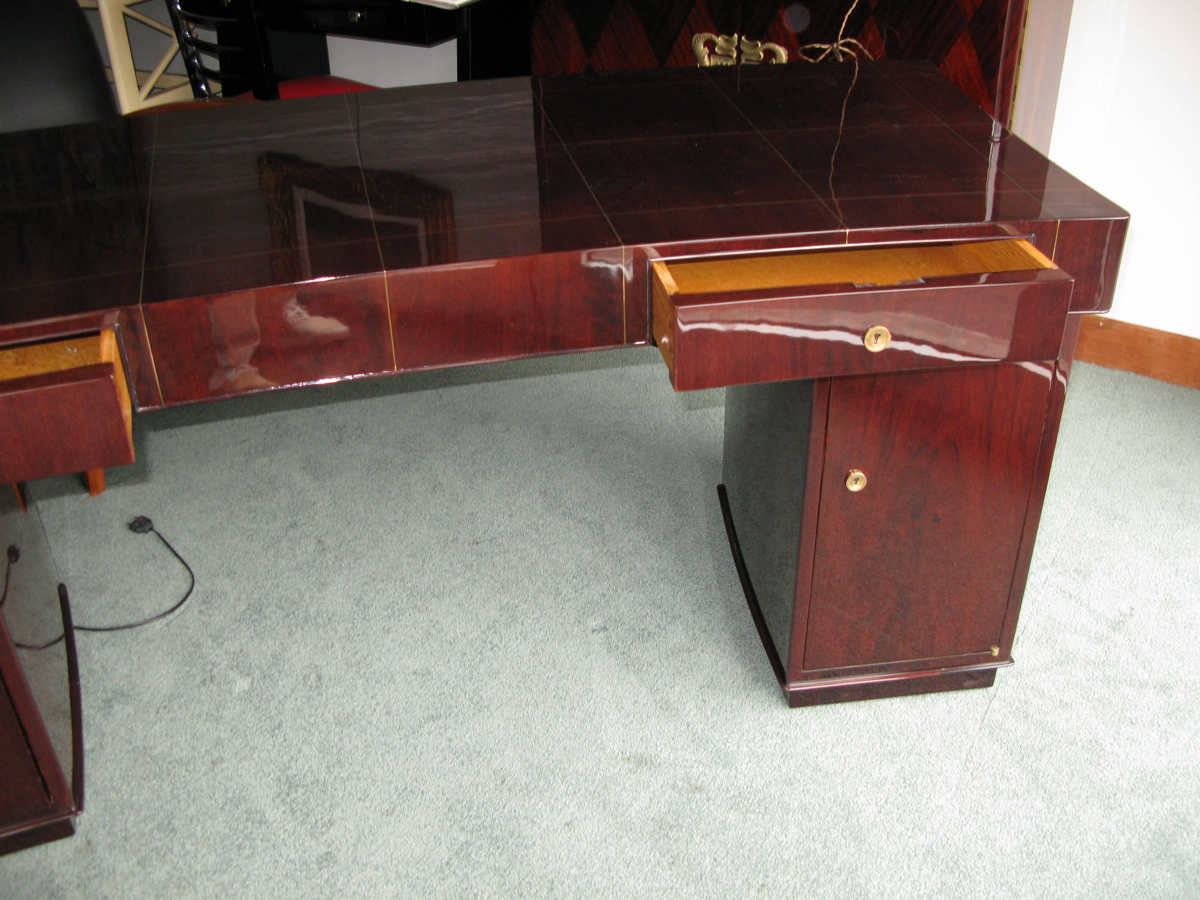 French Art Deco Desk by Dominique in Rio Rosewood