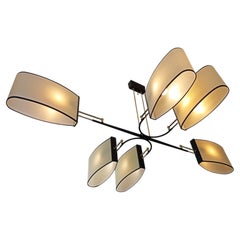 Lampadario a 6 bracci di R. Lunel, circa 1950