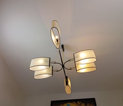 Lampadario a 6 bracci di R. Lunel, circa 1950