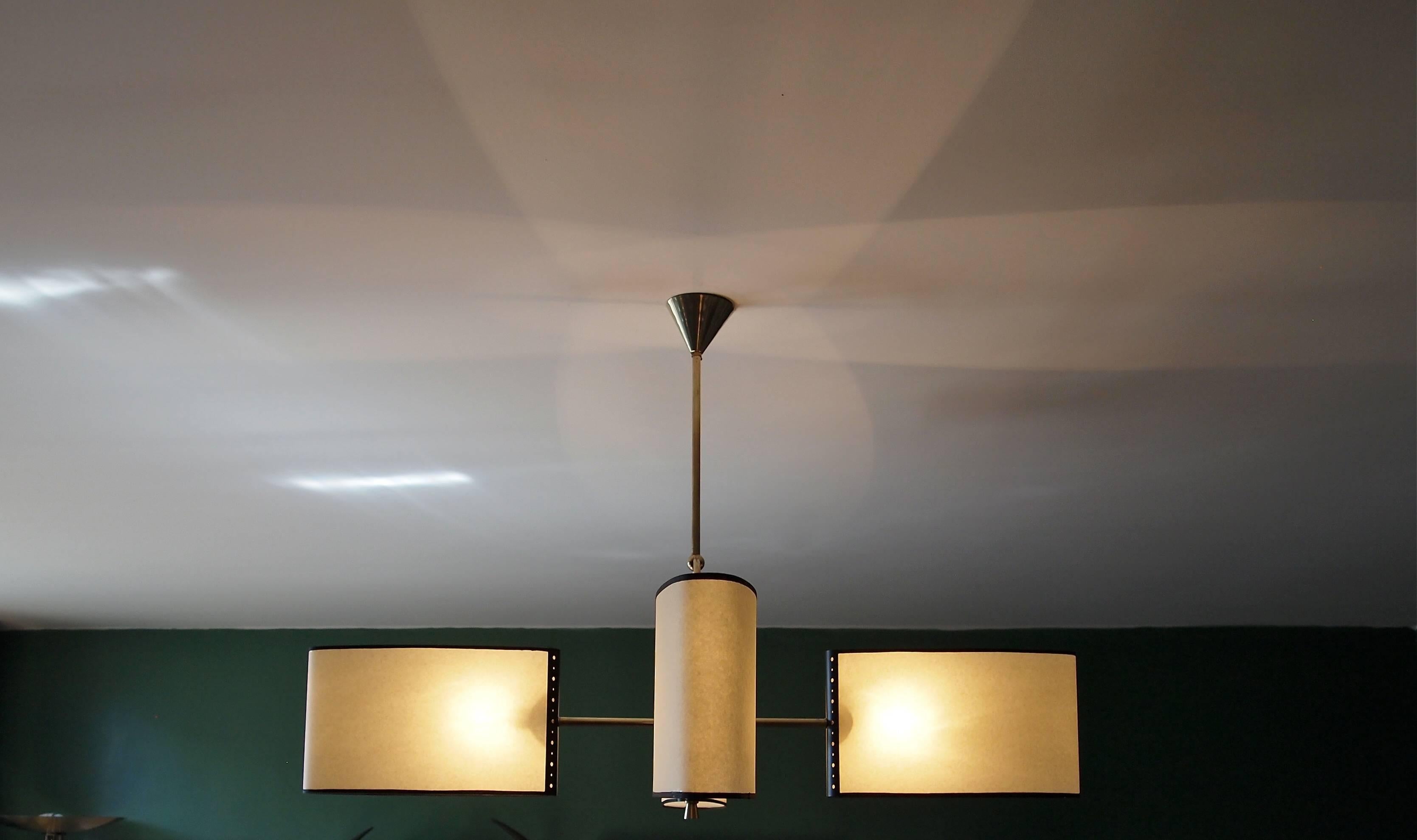 1950s Chandelier with Shifted Lighted Arms by Maison Lunel 4