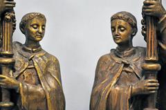 Pair of Brass-Plated Figured Altarsticks