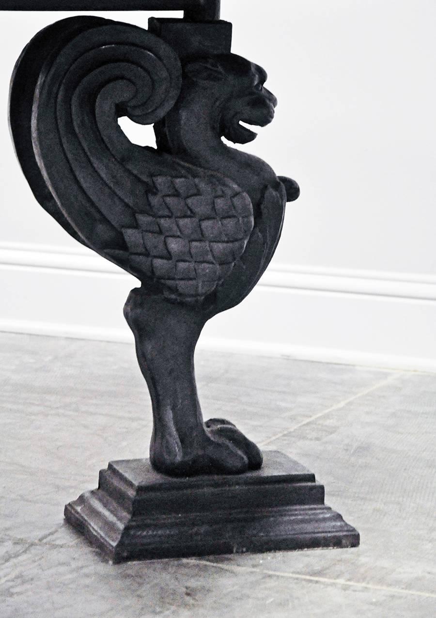 French Octagonal Granite Table on Cast Iron Griffin Base For Sale
