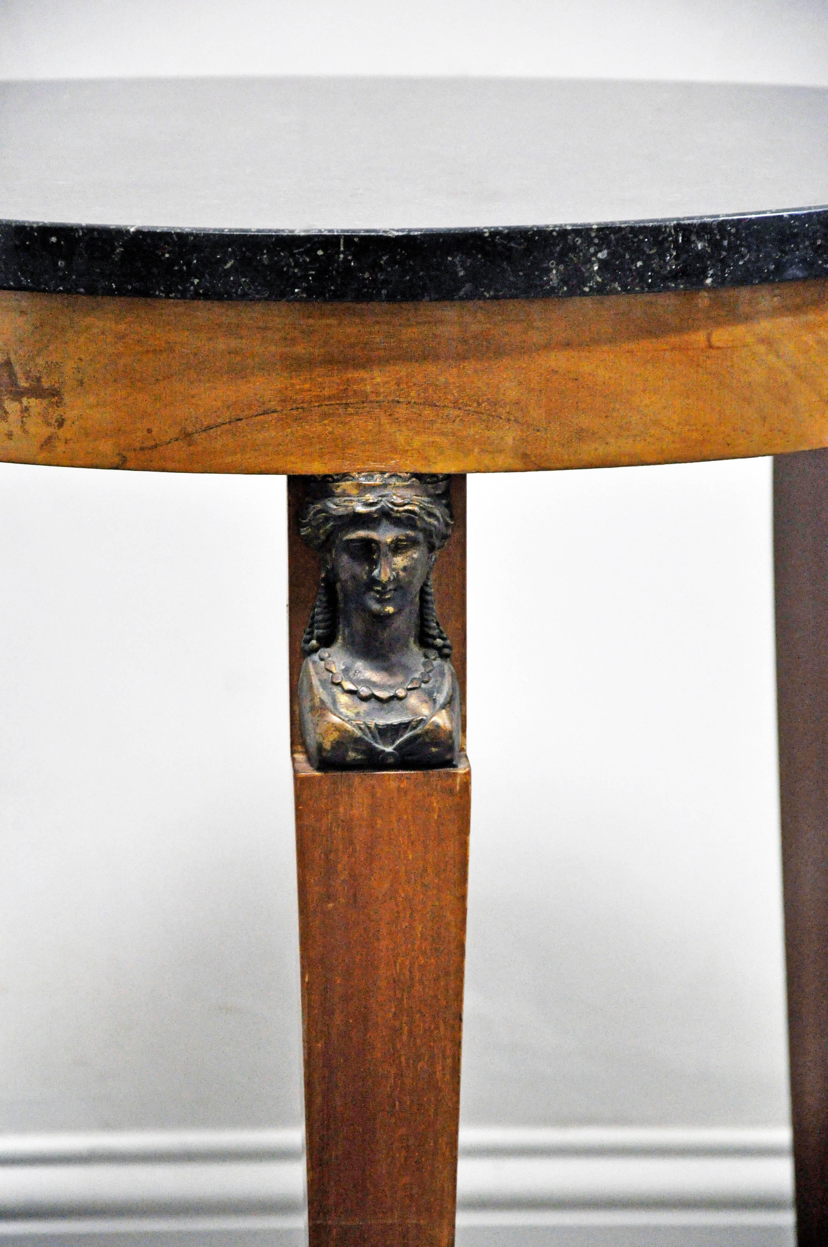 Cast Early 20th Century Empire Style Gueridon with Marble Top
