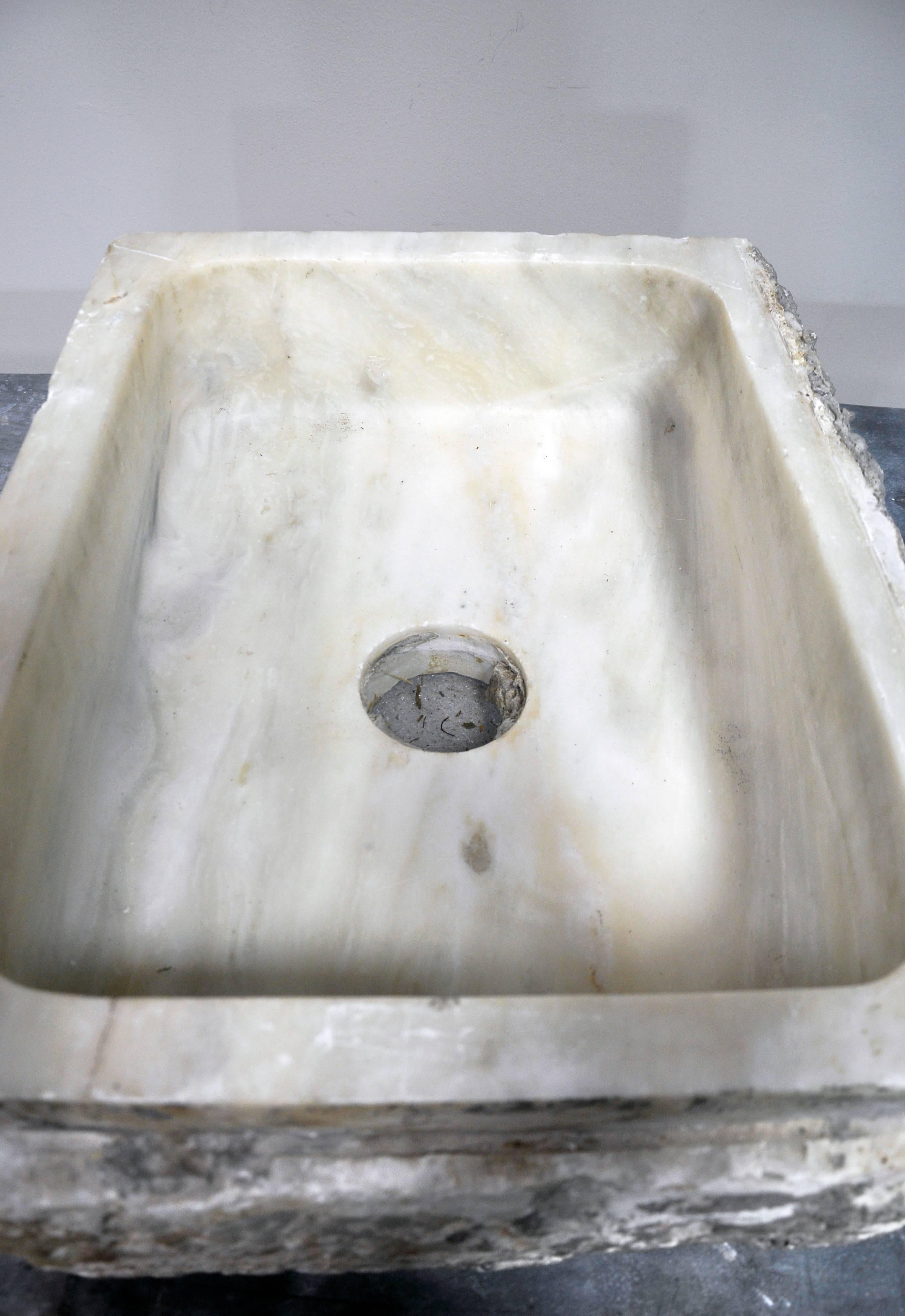 Vintage French Marble Sink Basin 1